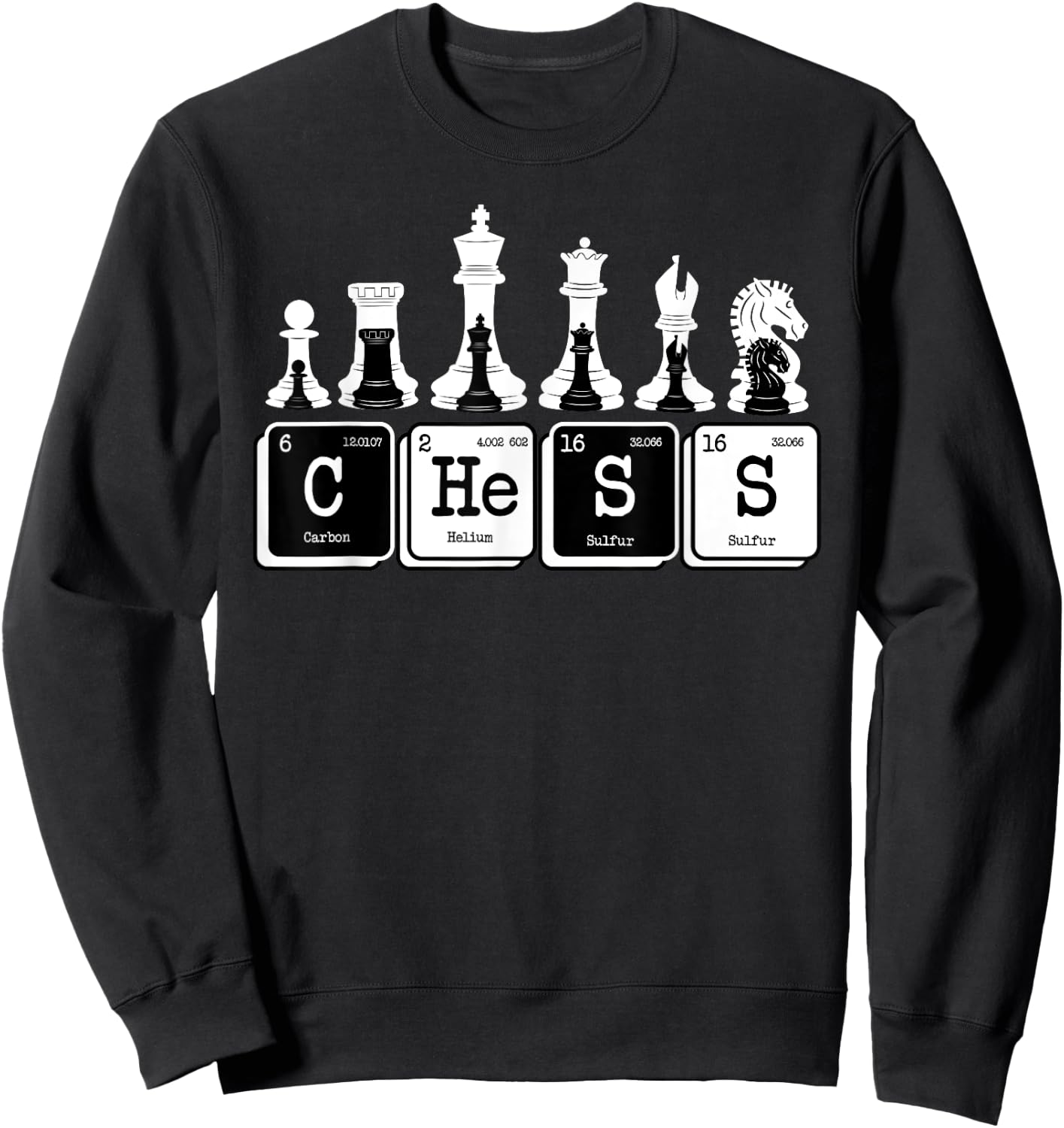 Funny Chess Set Pieces Periodic Table Board Game Player Gift Small Sweatshirt - Sweatshirt | Black