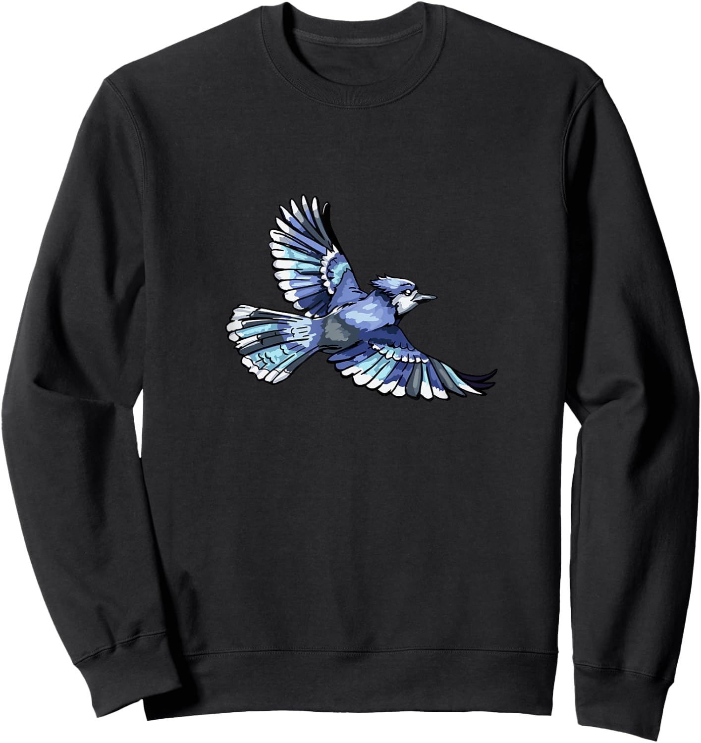 Flying Blue Jay Bird Ornithologist Sweatshirt - Sweatshirt | Black