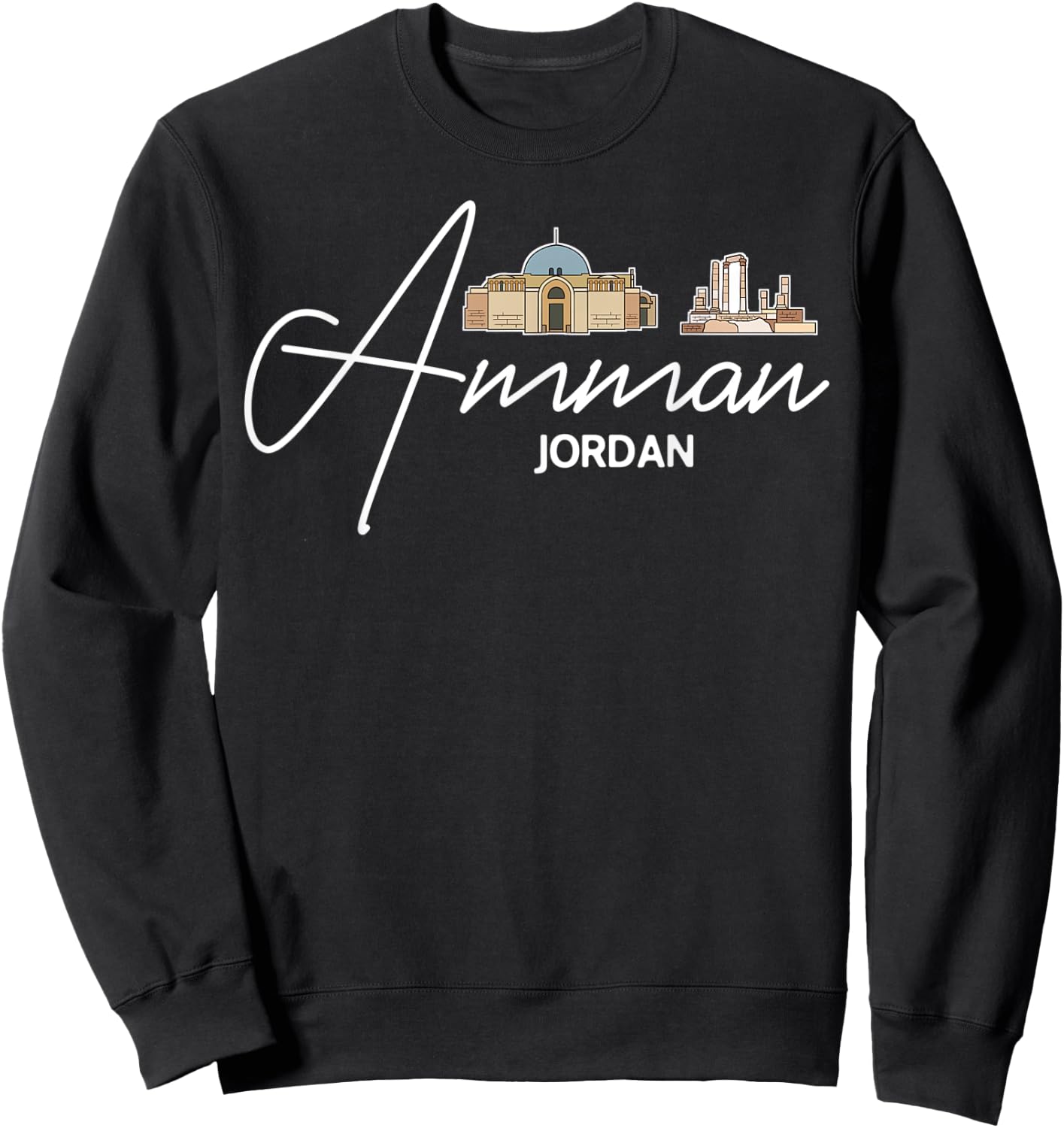 Amman Jordan City Skyline Map Travel Sweatshirt - Sweatshirt | Black