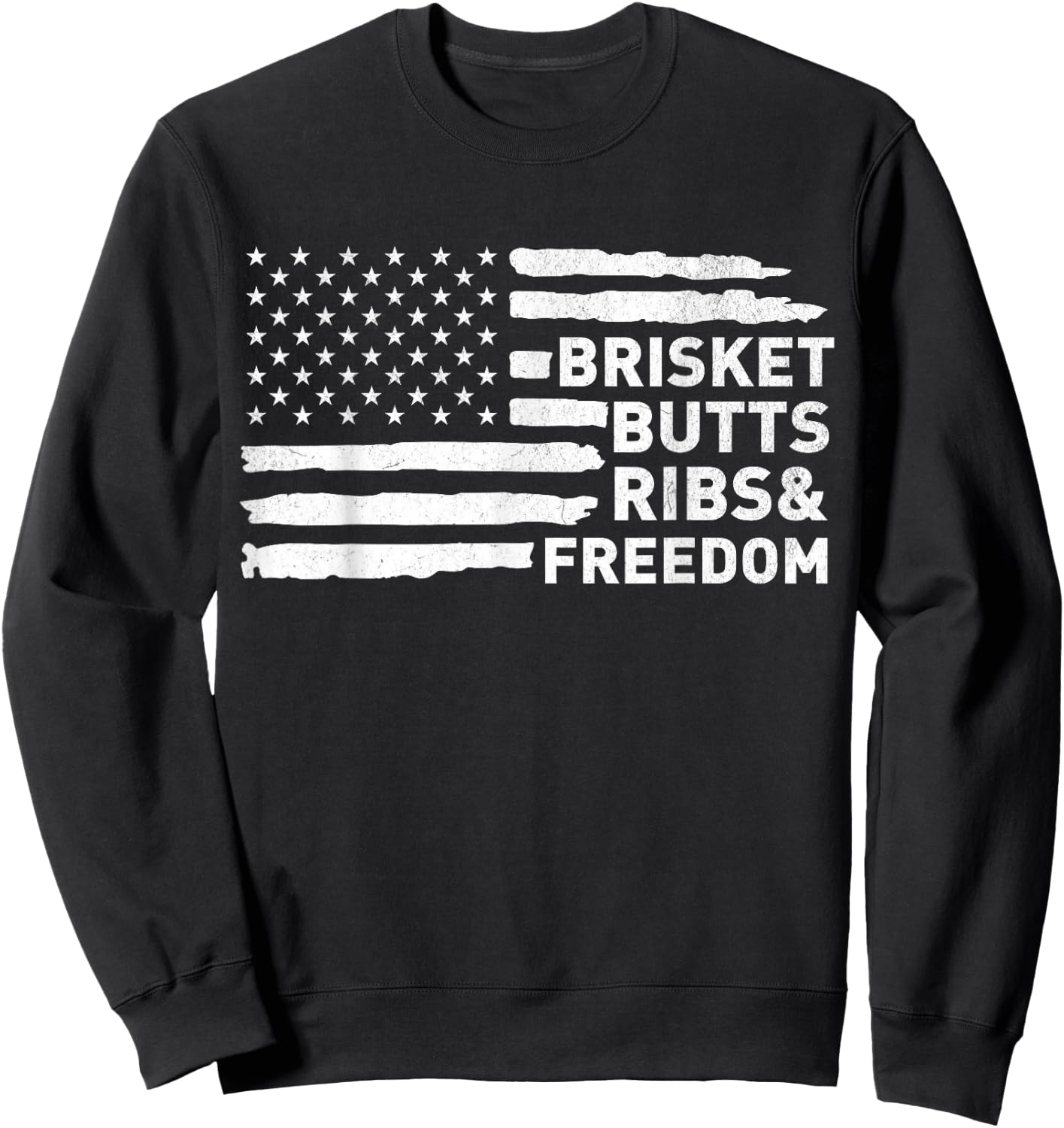Brisket Butts Ribs and Freedom Vintage American BBQ Pride Sweatshirt - Sweatshirt | Black