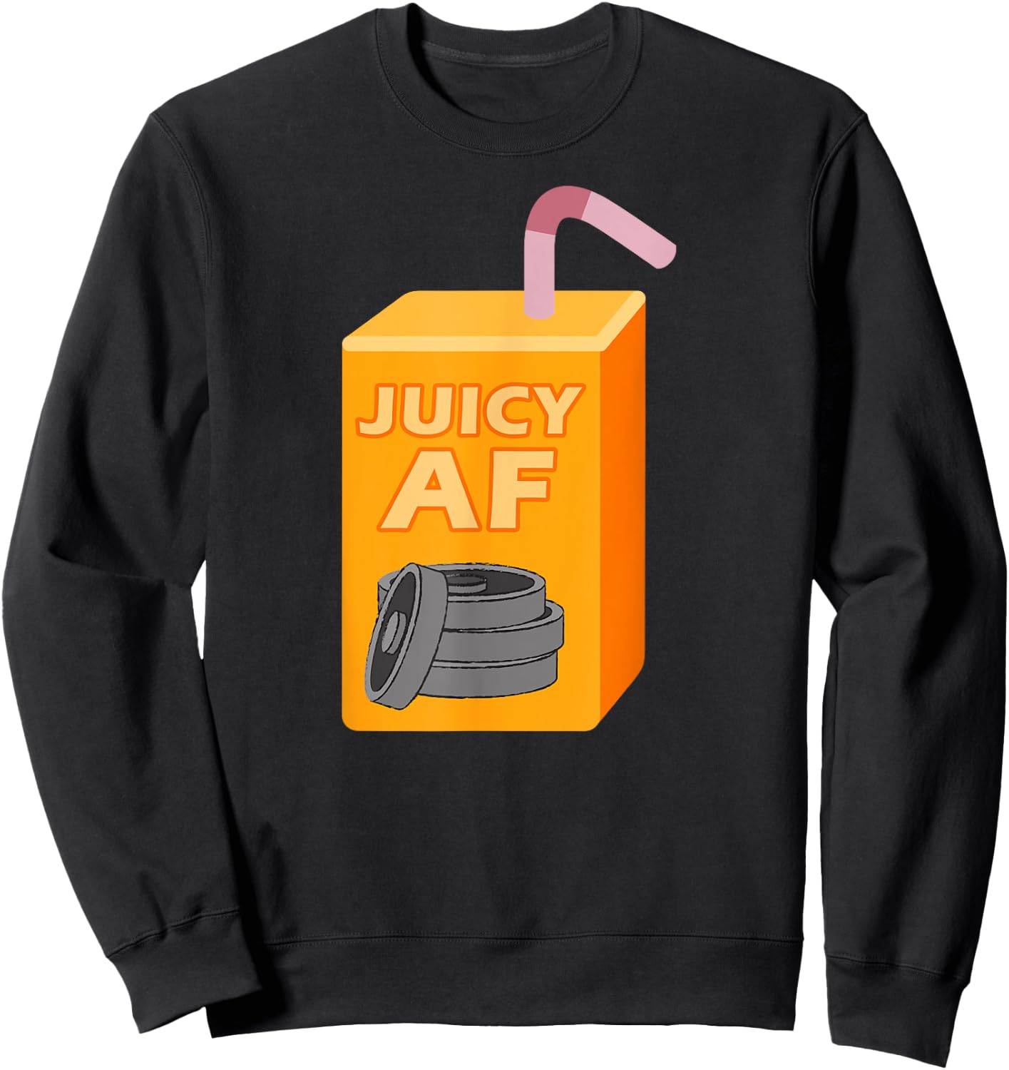 Juicy AF Juice Box Gym Workout Weights Funny Fitness Sweatshirt - Sweatshirt | Black