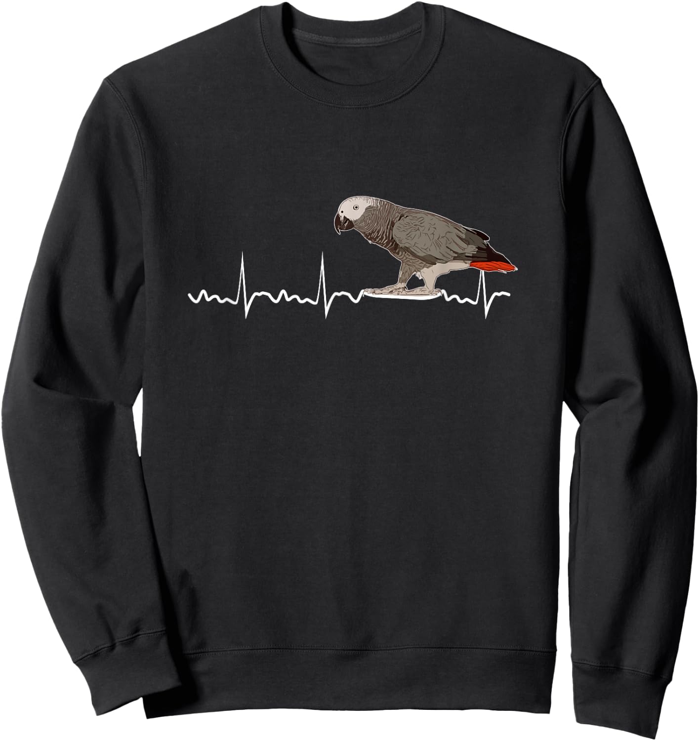 African Grey Parrot Heartbeat Parrot Bird Macaw Sweatshirt - Sweatshirt | Black