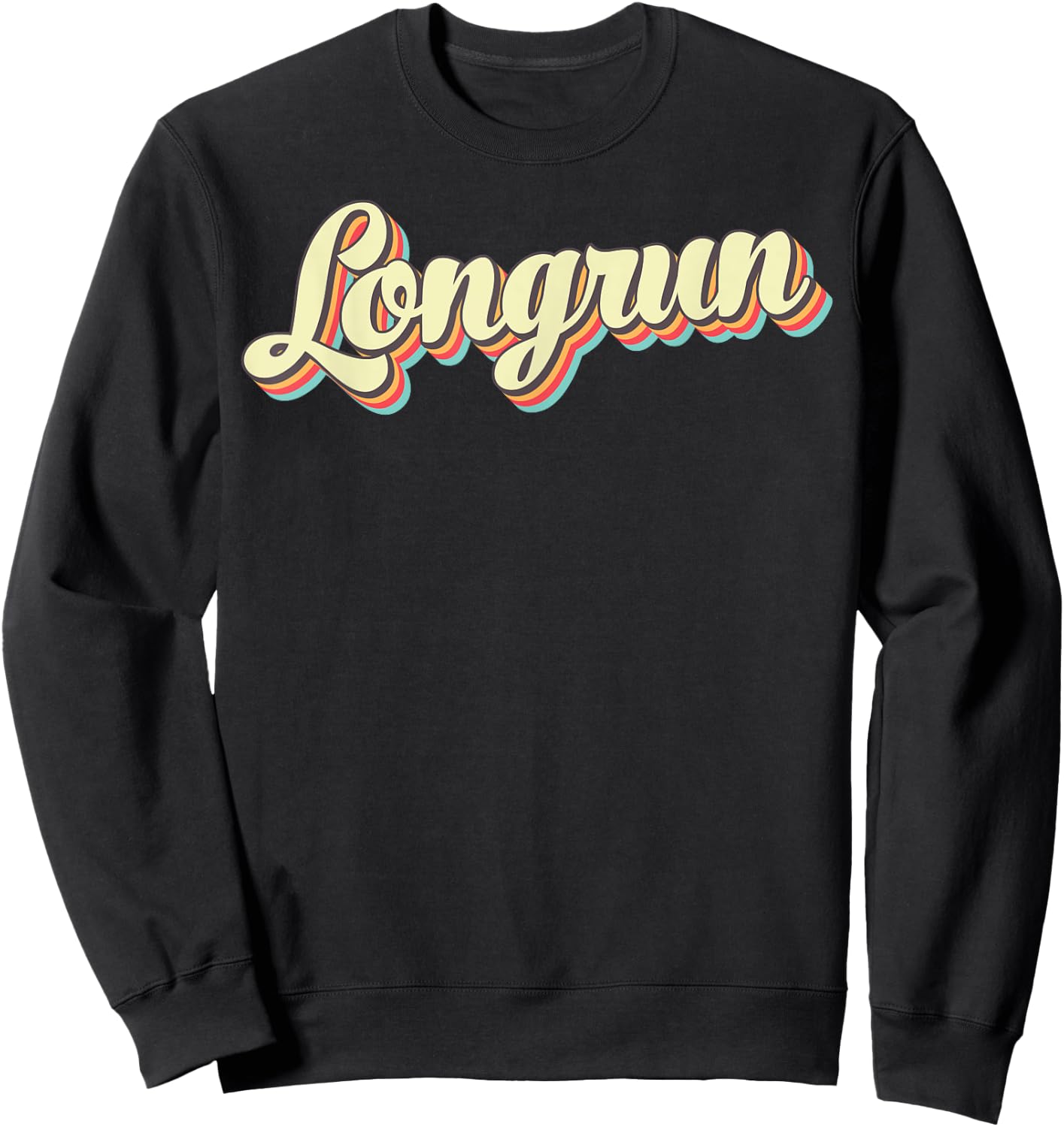 Longrun Retro Art Baseball Font Vintage Sweatshirt - Sweatshirt | Black