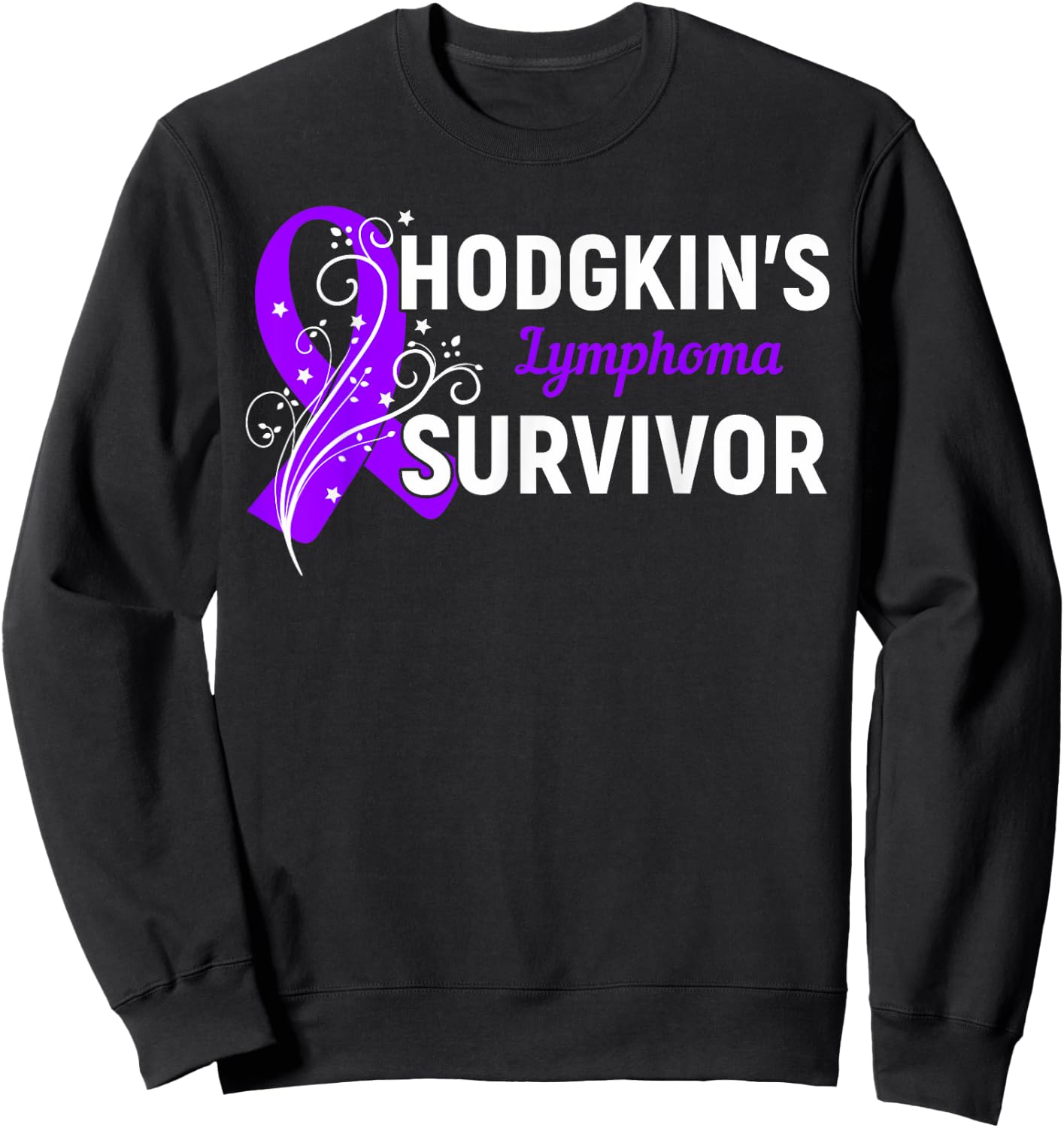 Hodgkin's Lymphoma Survivor Awareness Purple Ribbon Gift Sweatshirt - Sweatshirt | Black
