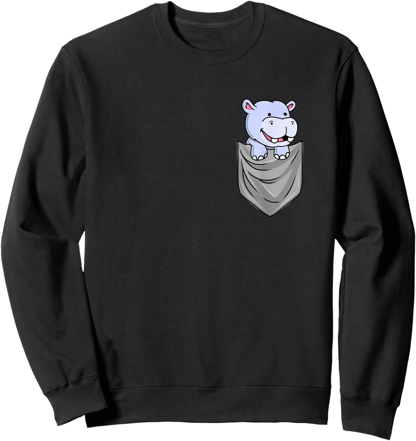 Hippo In Pocket Hippopotamus Gift Sweatshirt - Sweatshirt | Black