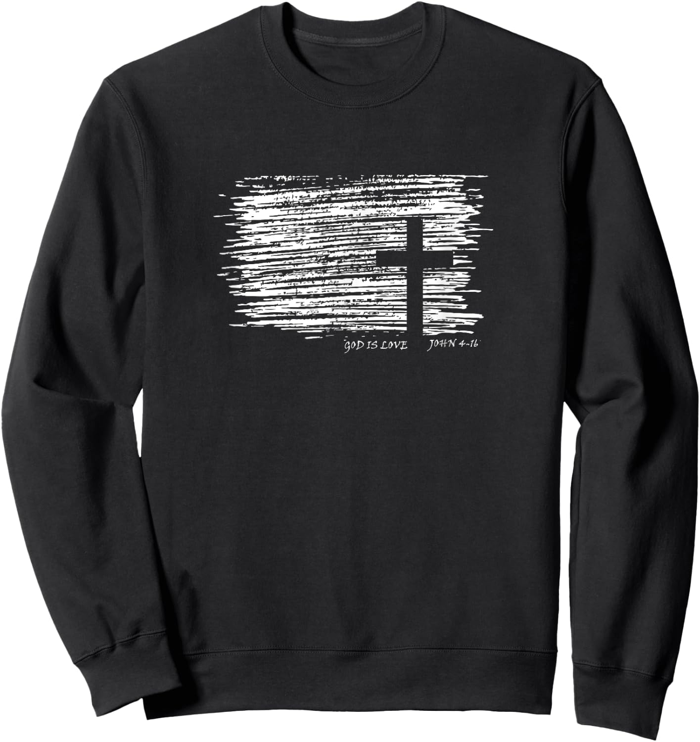 God is Love Cross Men Cool Christian Bible Verse Sweatshirt - Sweatshirt | Black