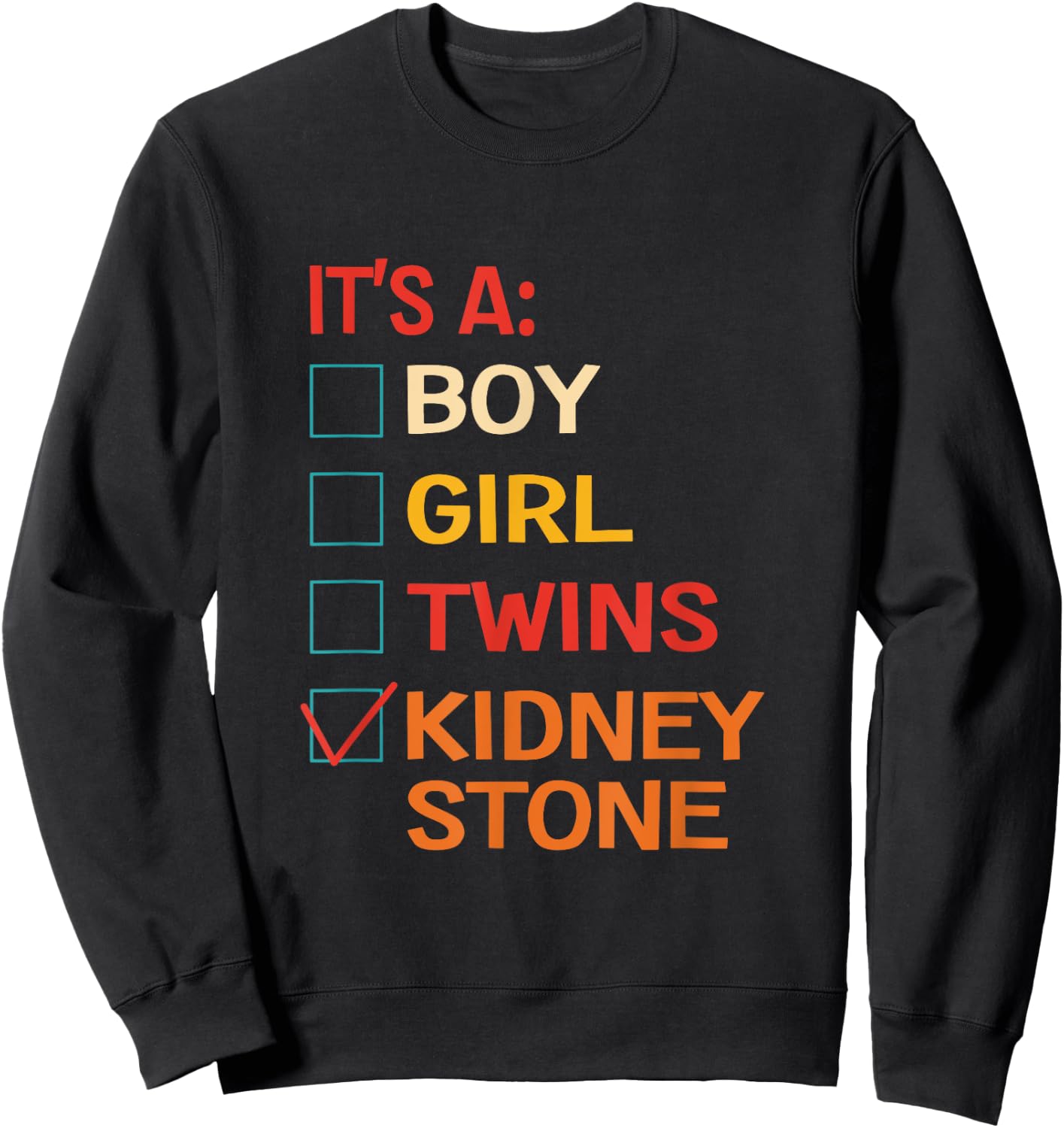 It's A Boy Girl Twins Kidney Stone Retro Vintage Sweatshirt - Sweatshirt | Black