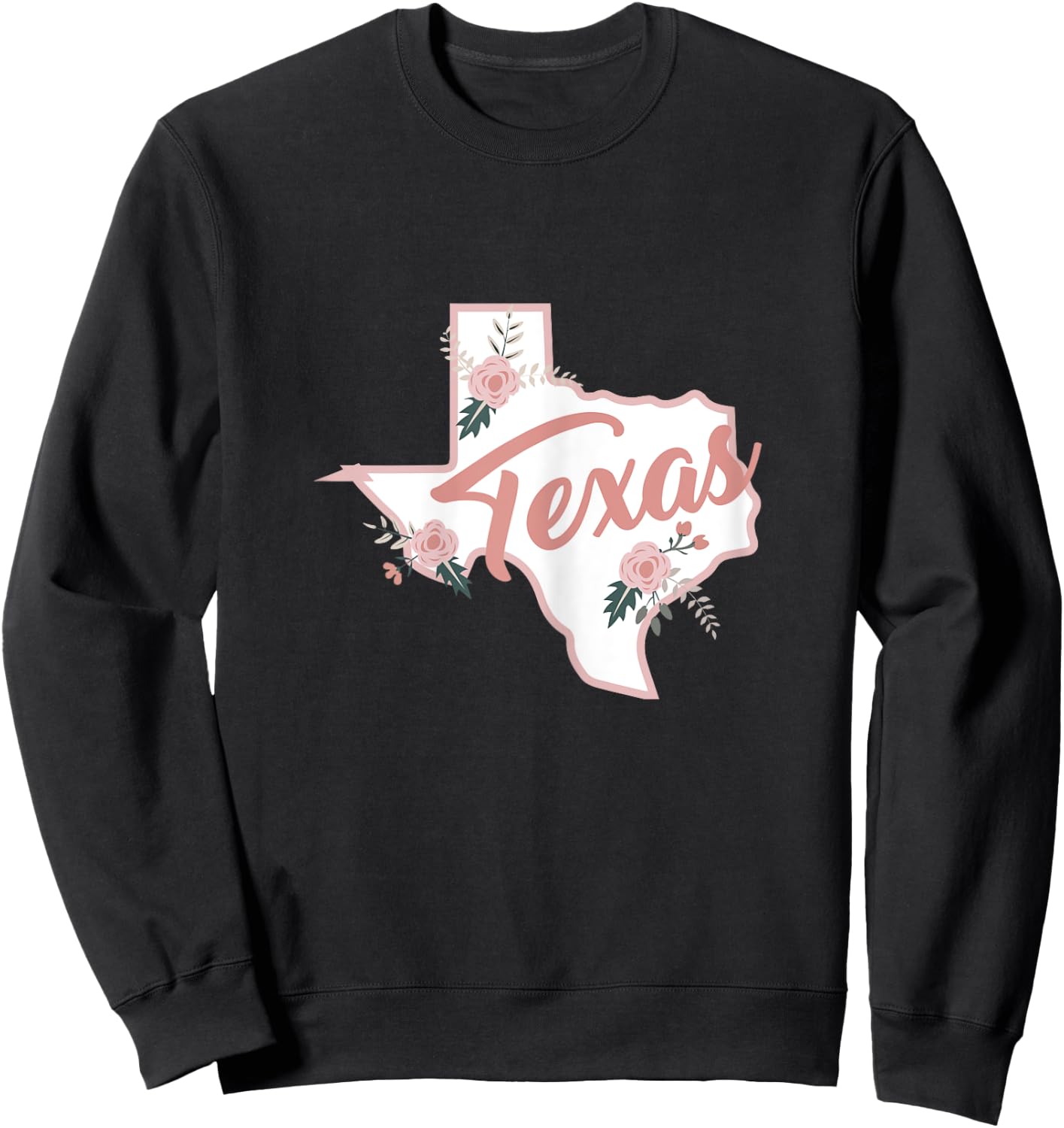 Cute Texas State Floral Rose Sweatshirt - Sweatshirt | Black