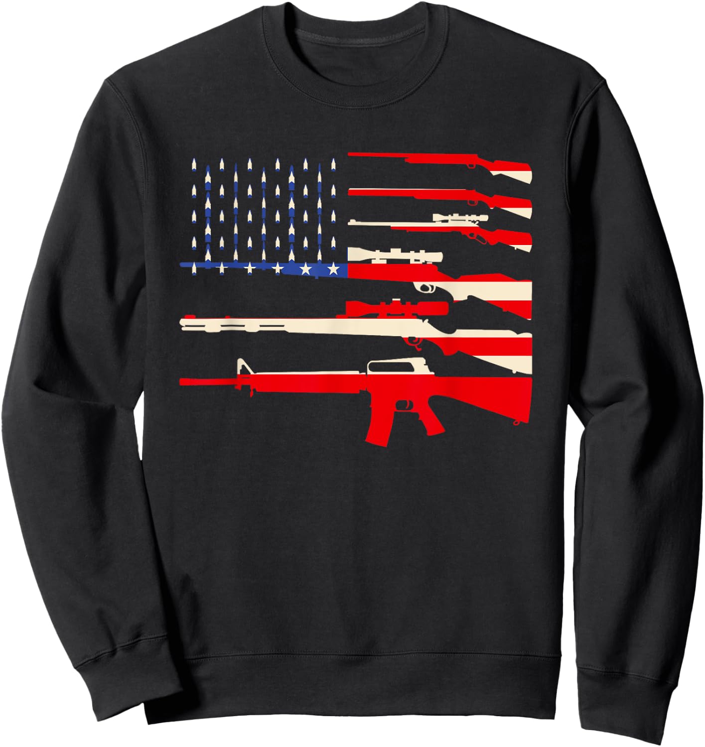 USA Flag Guns Weapon Rifles 2A Amendment 4th July Patriotic Sweatshirt - Sweatshirt | Black