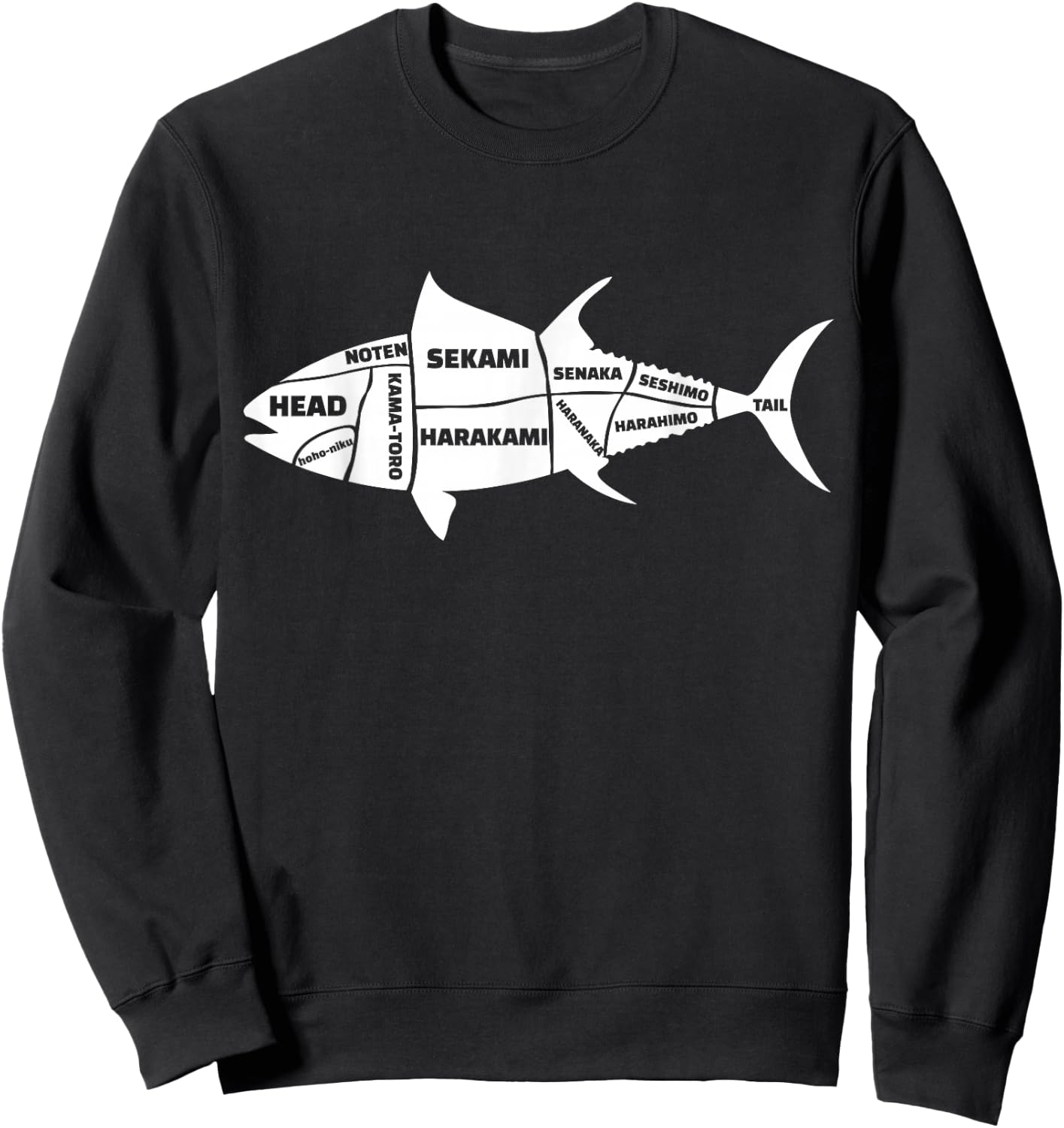 Kawaii Japan Sushi Sashimi Fish Cutting Anatomy Gift Sweatshirt - Sweatshirt | Black