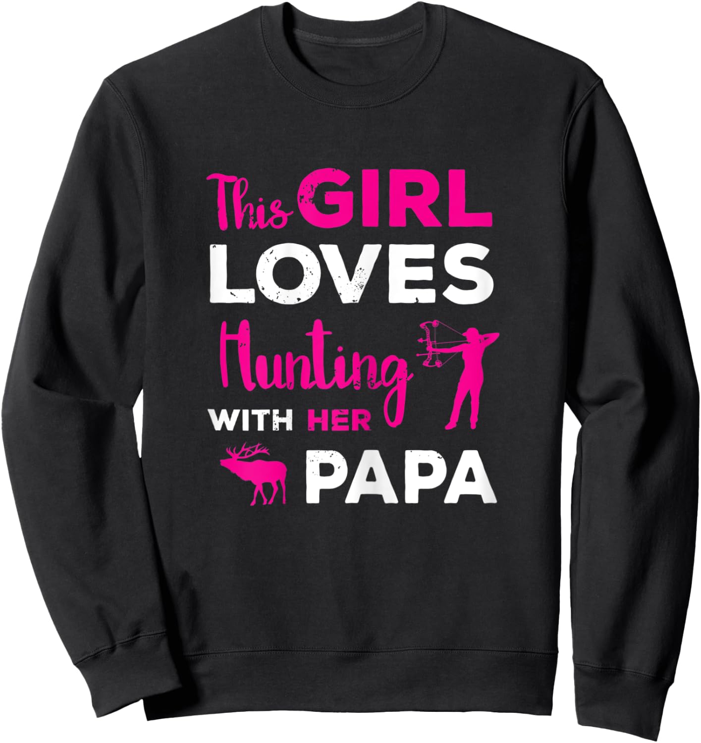 Cute Girls Hunting Gift Papa Daughter Hunting Partner Hunter Sweatshirt - Sweatshirt | Black