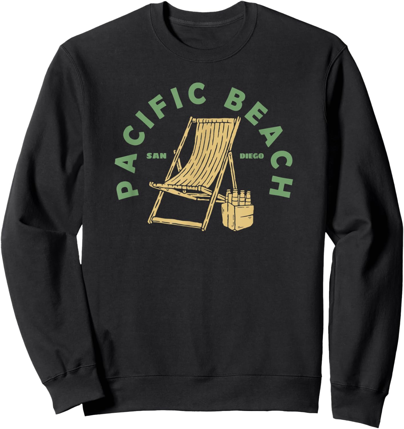 Pacific Beach San Diego Funny Beach Beer Vacation Sweatshirt - Sweatshirt | Black
