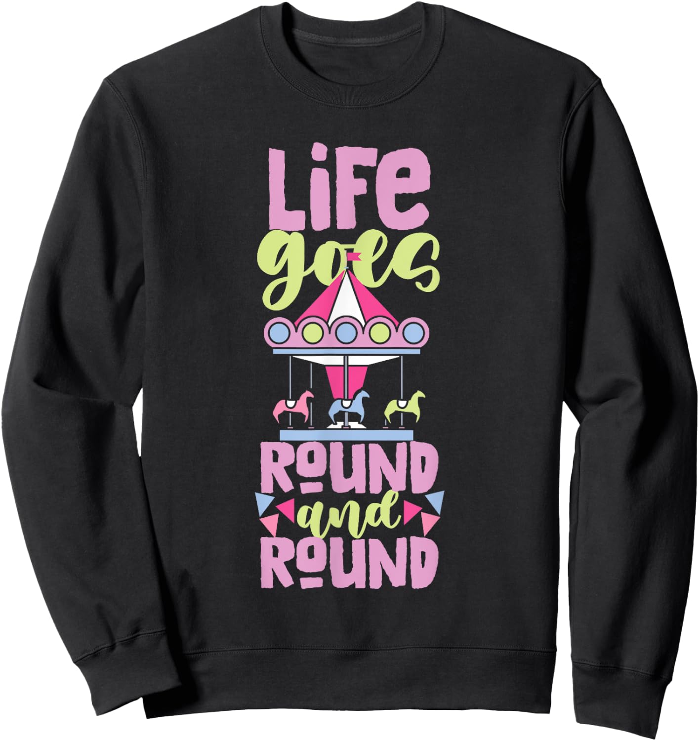 Carousel Horse Merry-Go-Round Girls and Women Sweatshirt - Sweatshirt | Black