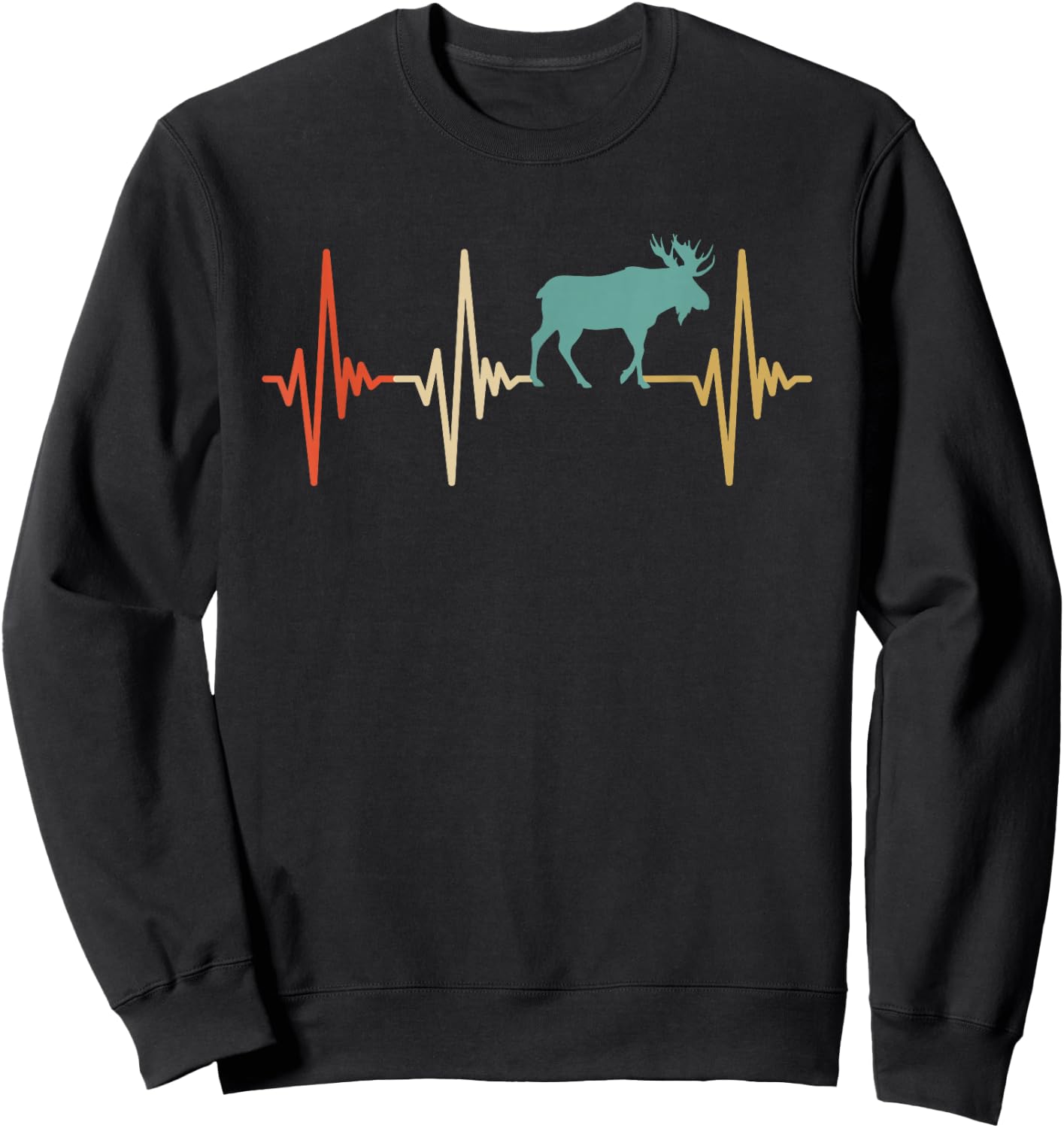 Moose Heartbeat Retro Vintage Design Women Sweatshirt - Sweatshirt | Black