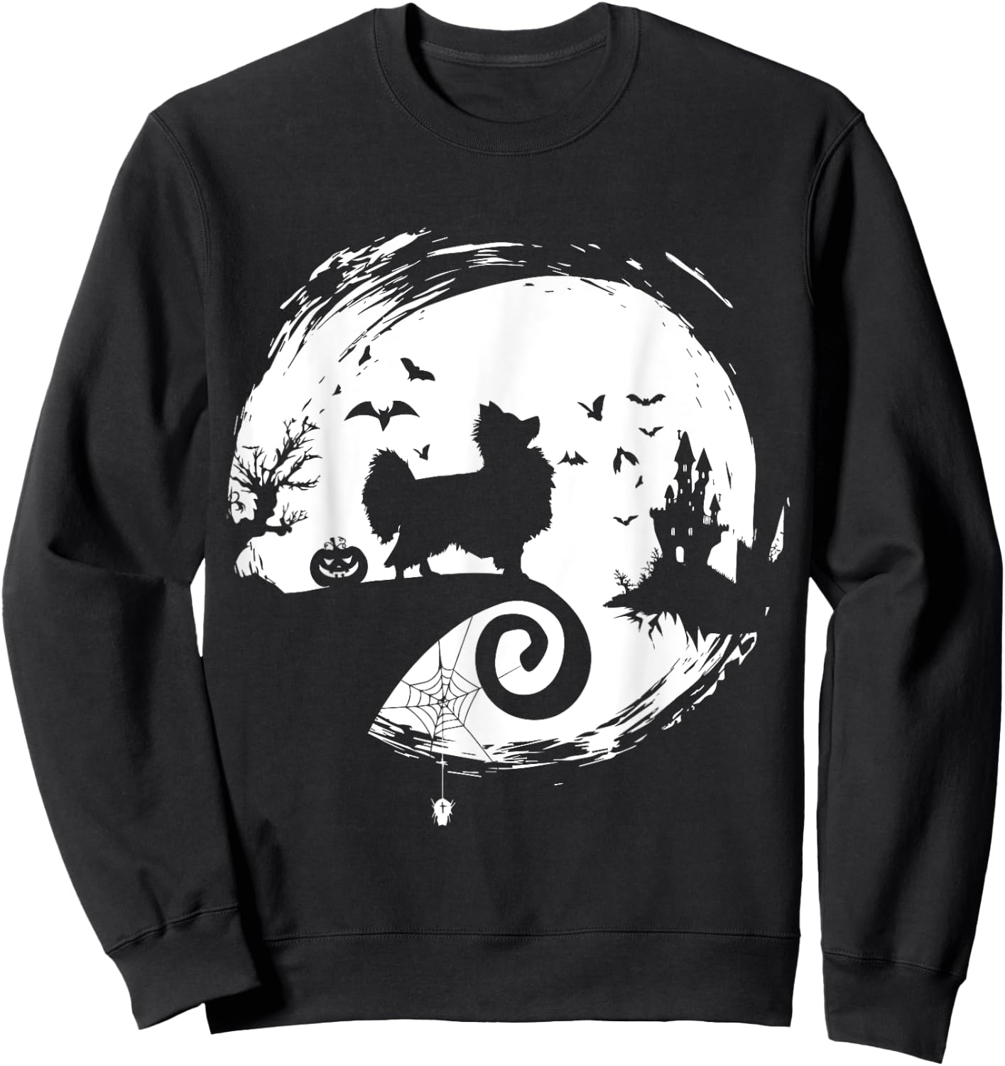 Papillon Halloween Costume Moon Silhouette Horror Creepy Sweatshirt - Sweatshirt | Black