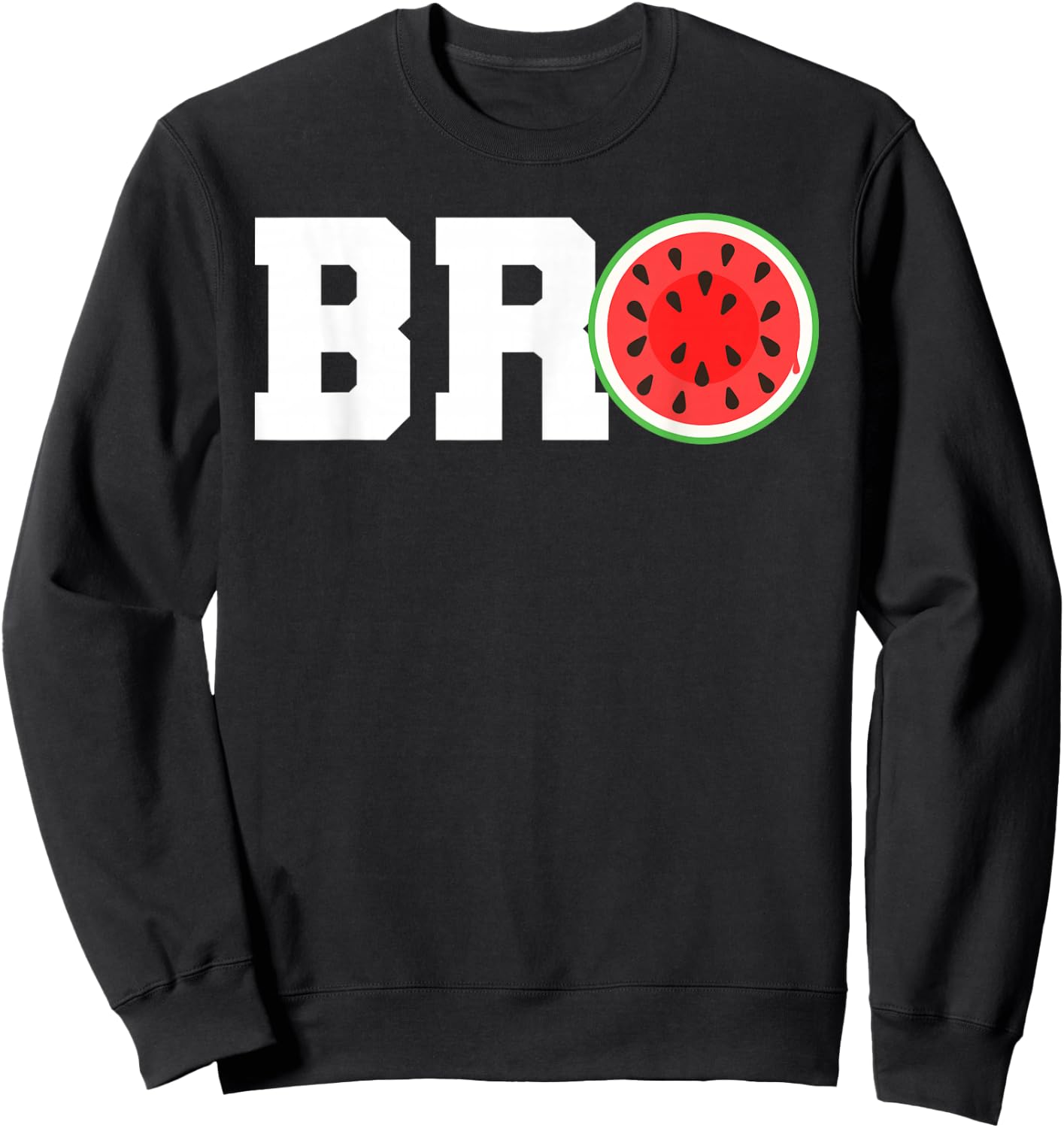 Funny Watermelon Bro Cute Summer Vacation Brother Sibling Sweatshirt - Sweatshirt | Black