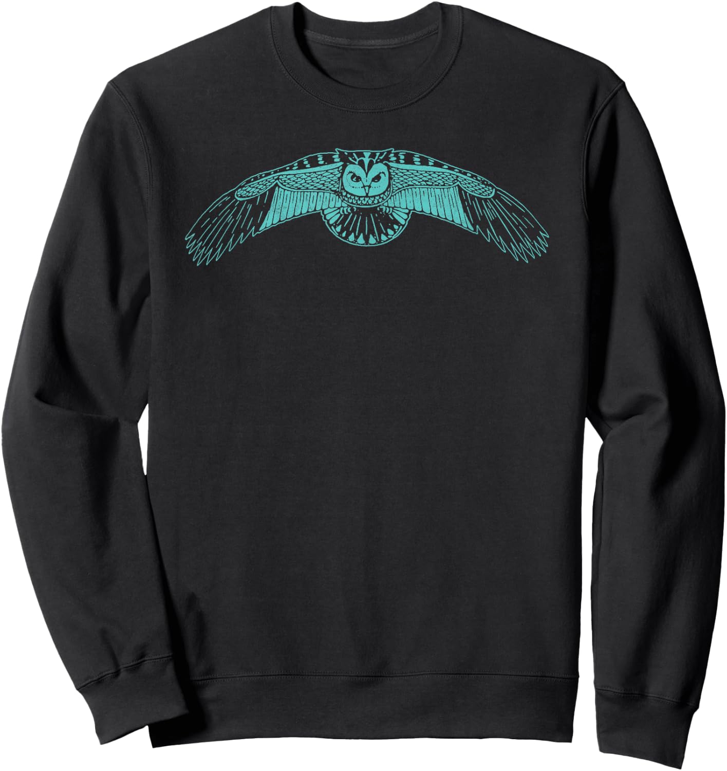 Vintage Owl Retro Style Artistic Minimalist Graphic Sweatshirt - Sweatshirt | Black