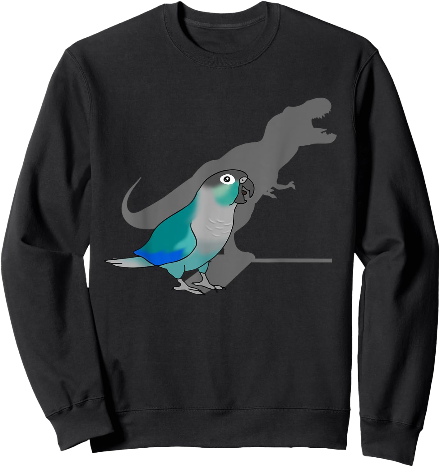 Funny Turquoise Green Cheeked Conure T-rex, Dinosaur Parrot Sweatshirt - Sweatshirt | Black