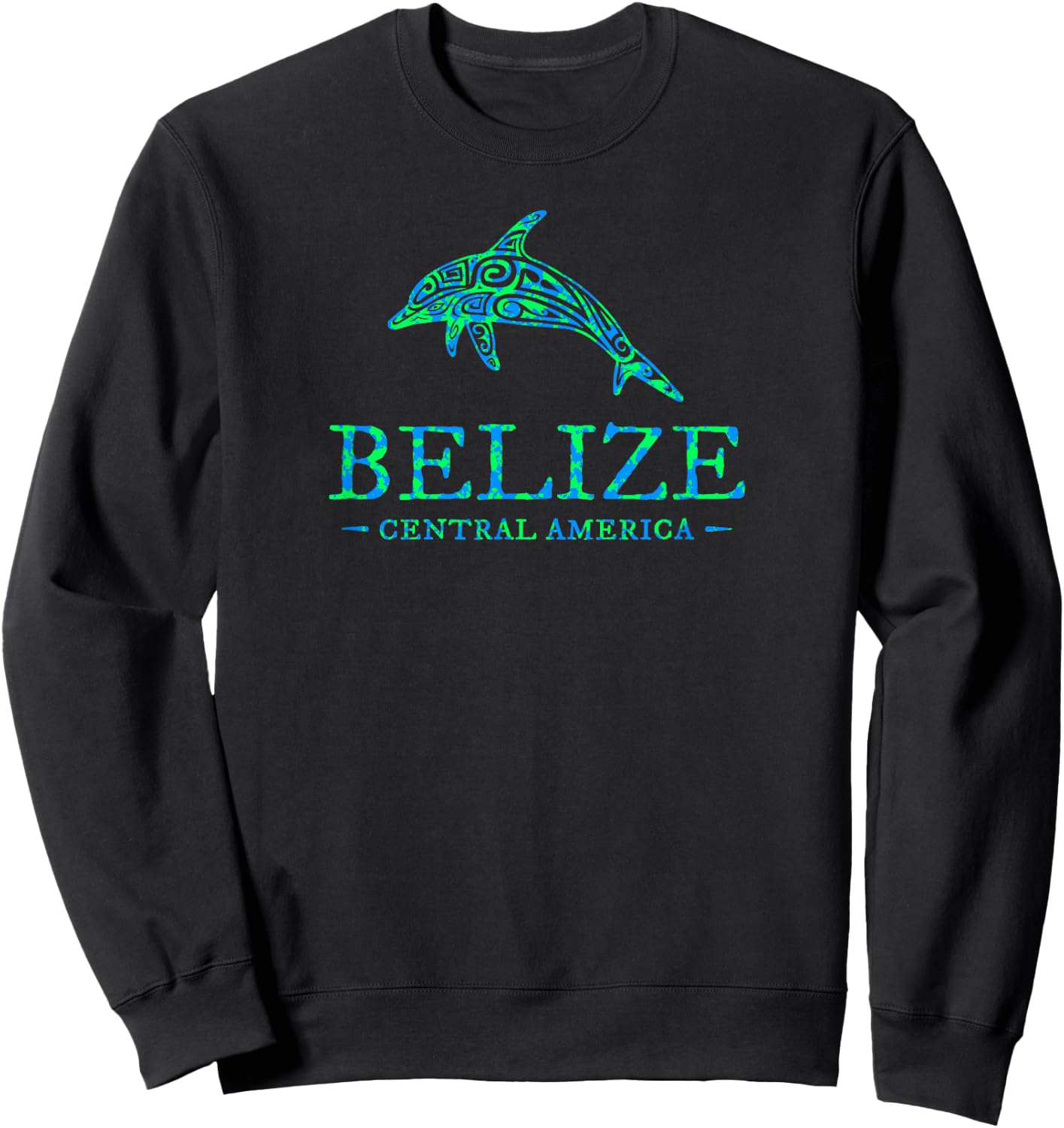 Belize Dolphin Retro Boys Girls Vacation Souvenir Sweatshirt - Sweatshirt | Black