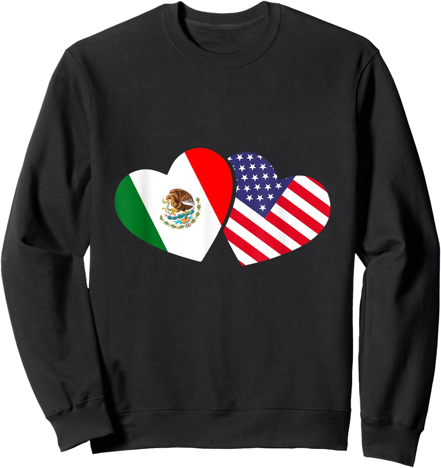Mexican USA Flag Hearts Mexico Sweatshirt - Sweatshirt | Black
