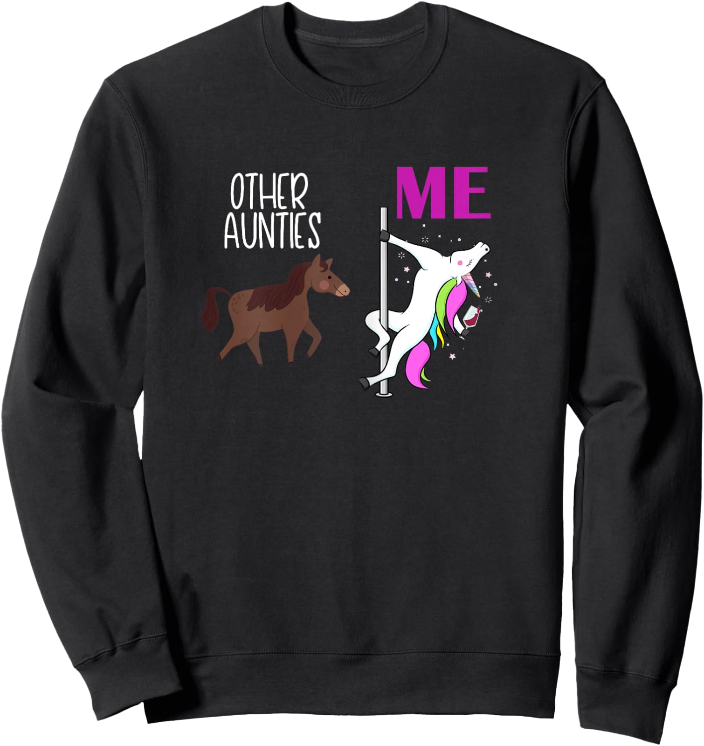 Other Aunties Me Unicorn Aunt Wine Lover Sweatshirt - Sweatshirt | Black