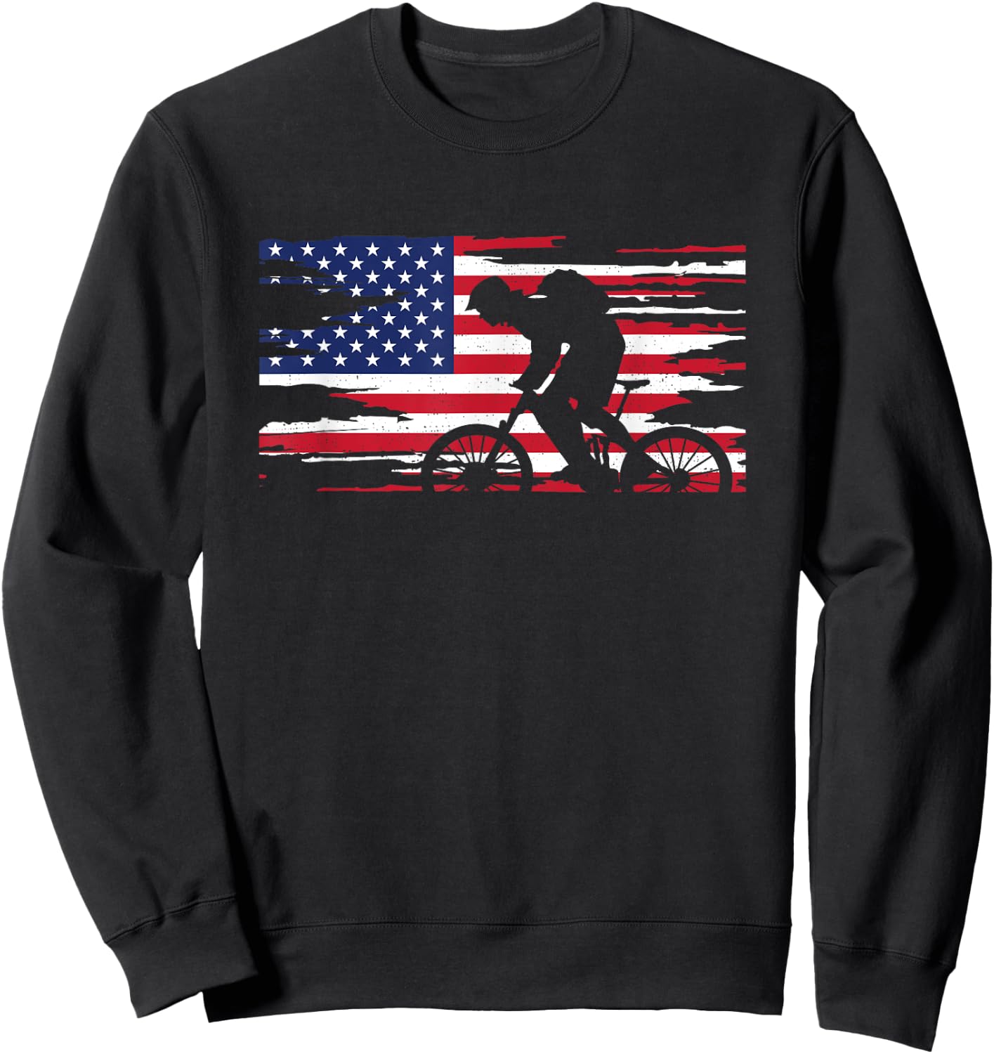 American Flag MTB Mountain Bike Apparel - MTB Mountain Bike Sweatshirt - Sweatshirt | Black