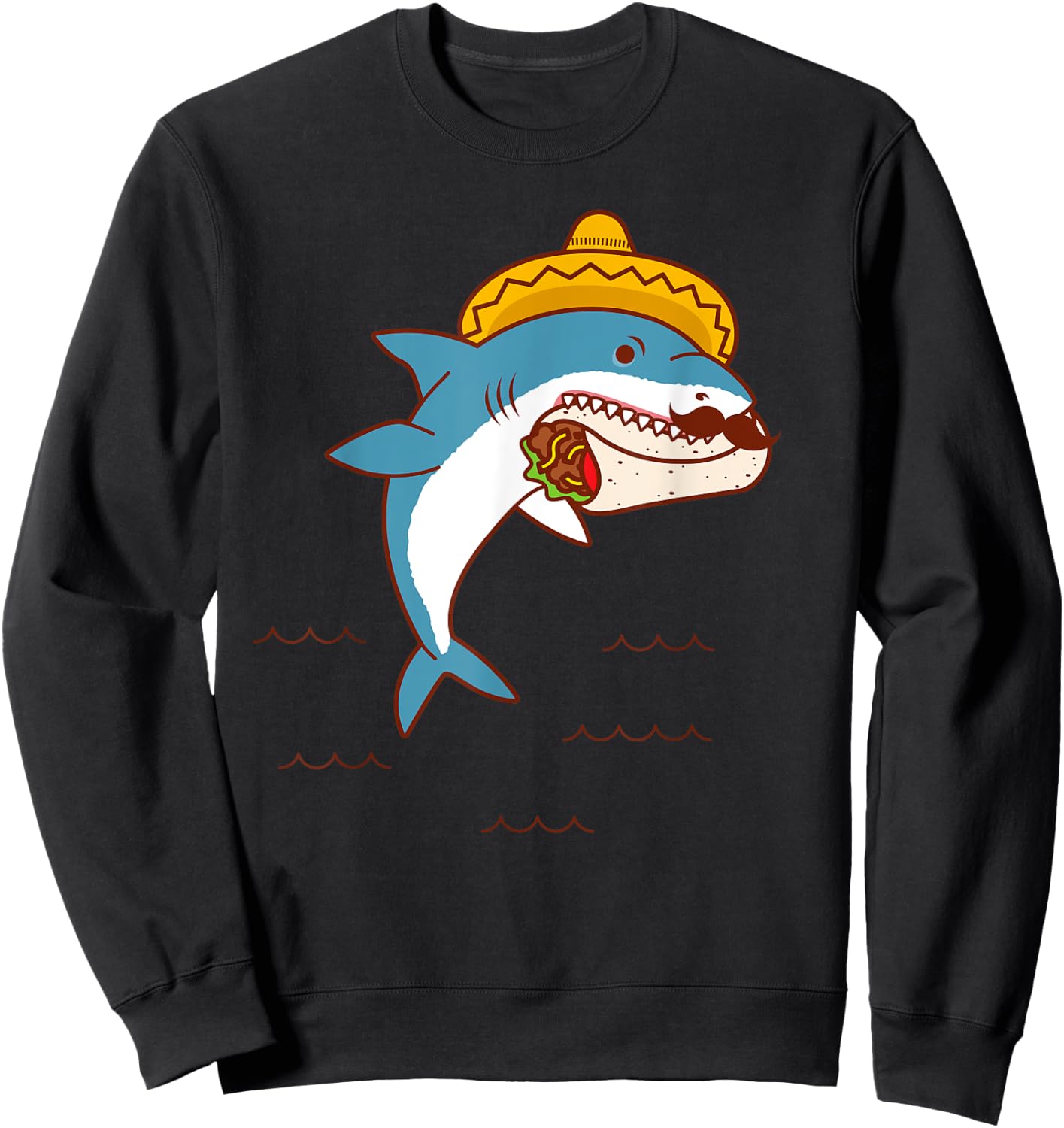 Mexican Shark Eating Burrito Sweatshirt - Sweatshirt | Black