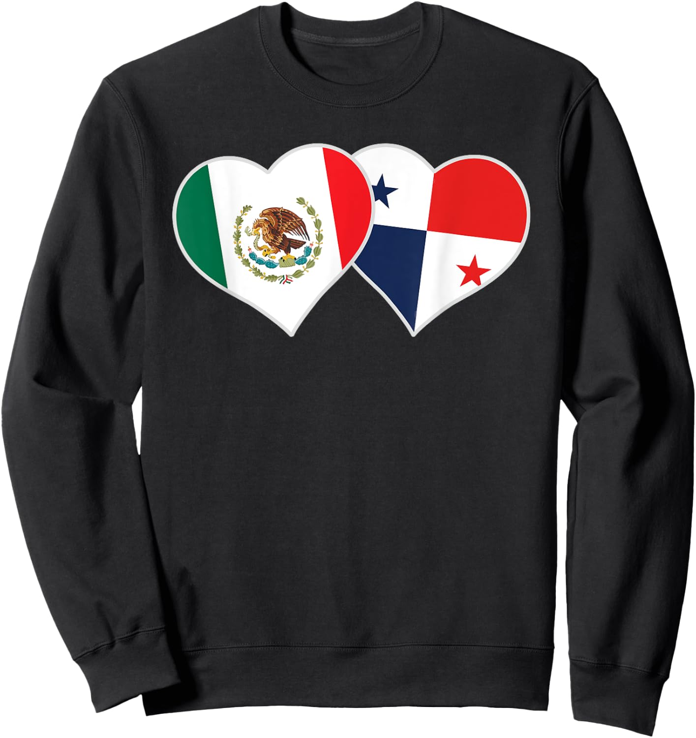 Mexican Panamanian Flag Heart Mexico Panama Sweatshirt - Sweatshirt | Black