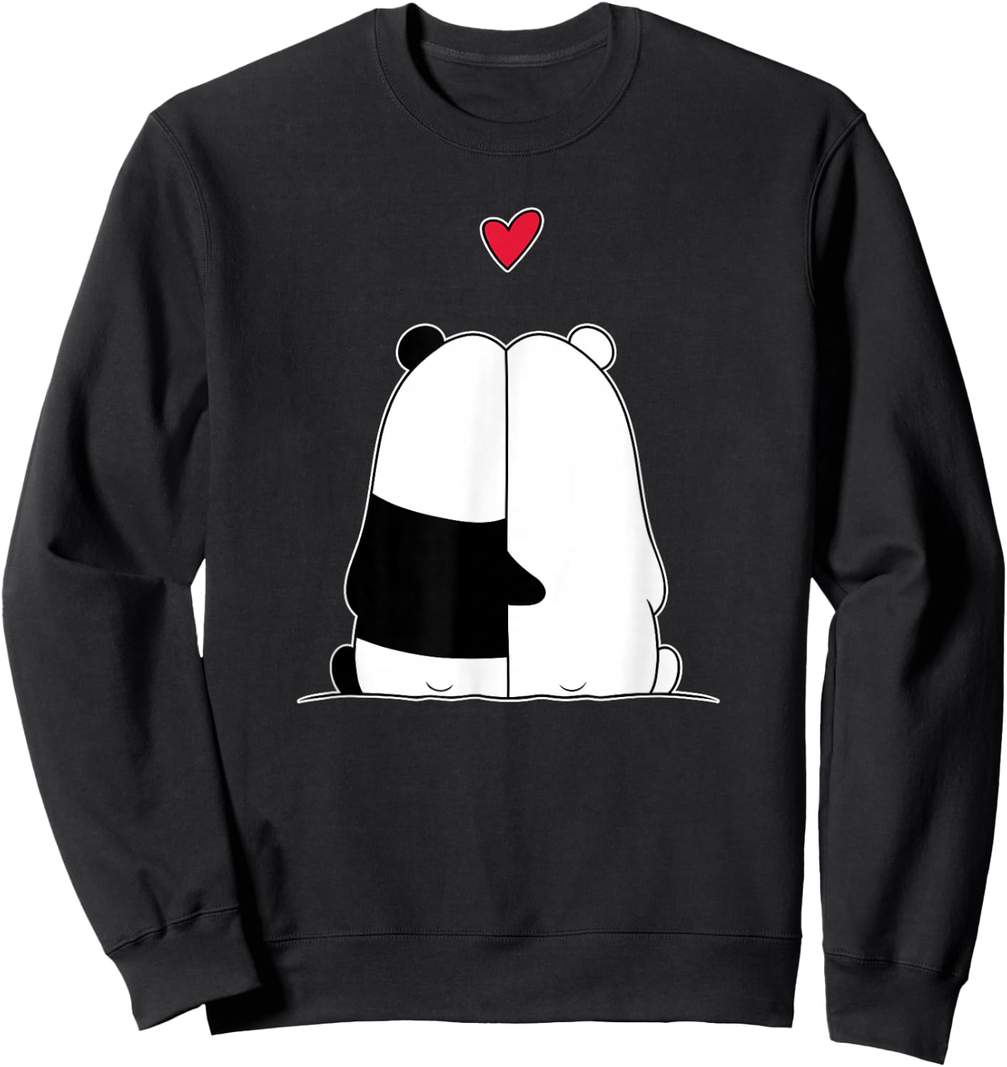 Couples Valentines Polar Bear Panda Bear Sweatshirt - Sweatshirt | Black