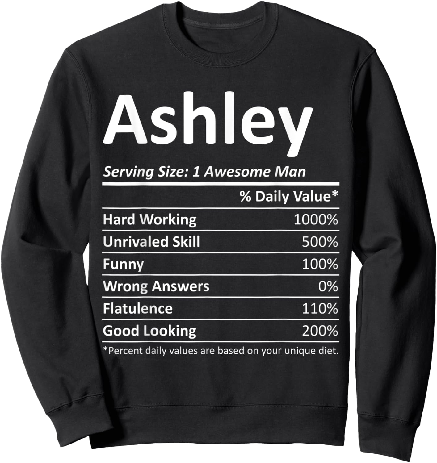 ASHLEY Nutrition Funny Birthday Personalized Name Gift Sweatshirt - Sweatshirt | Black