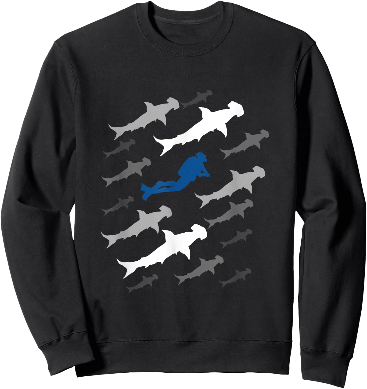 Scuba Diver and Hammerhead Shark for Scuba Diving Trip Dive Sweatshirt - Sweatshirt | Black
