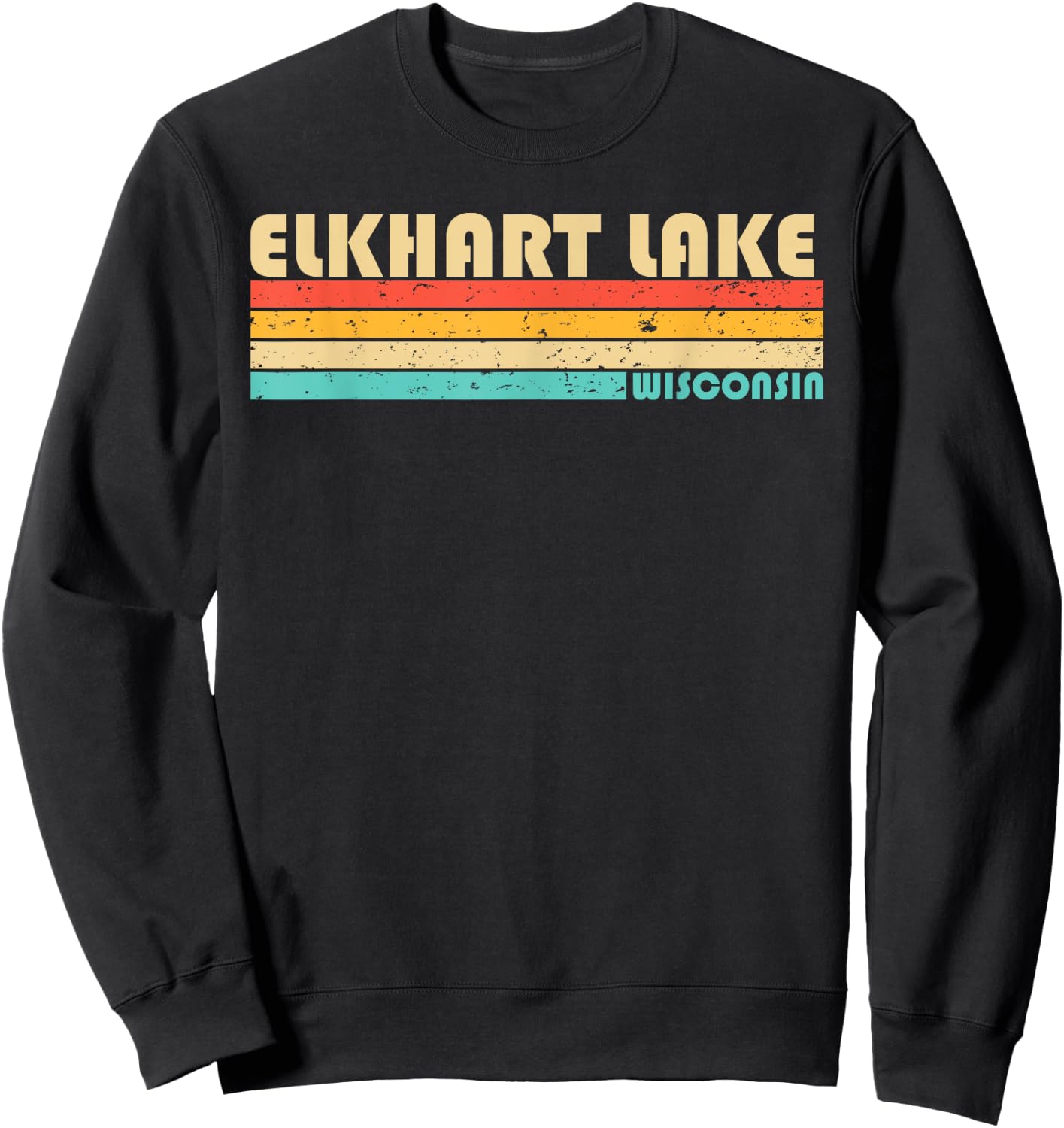 ELKHART LAKE WISCONSIN Funny Fishing Camping Summer Women Girls Kids Sweatshirt - Sweatshirt | Black