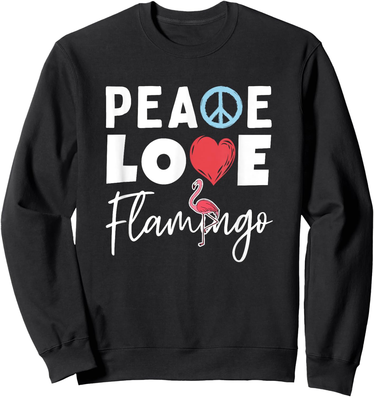 Zoo Keeper Gift Peace Love Flamingo Sweatshirt - Sweatshirt | Black