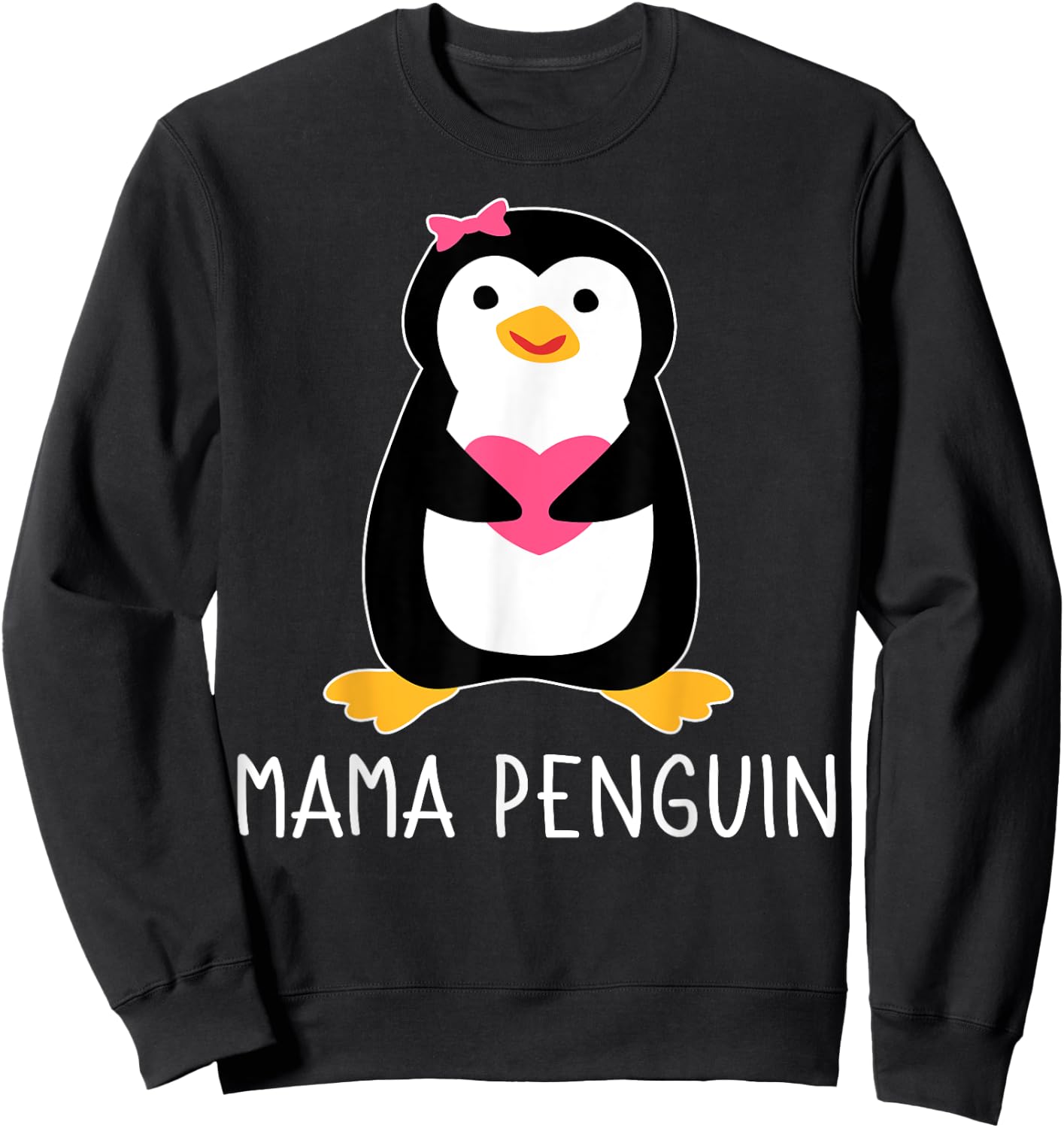 Penguin Mama Flightless Bird Lover Mother's Day Mommy Mom Sweatshirt - Sweatshirt | Black