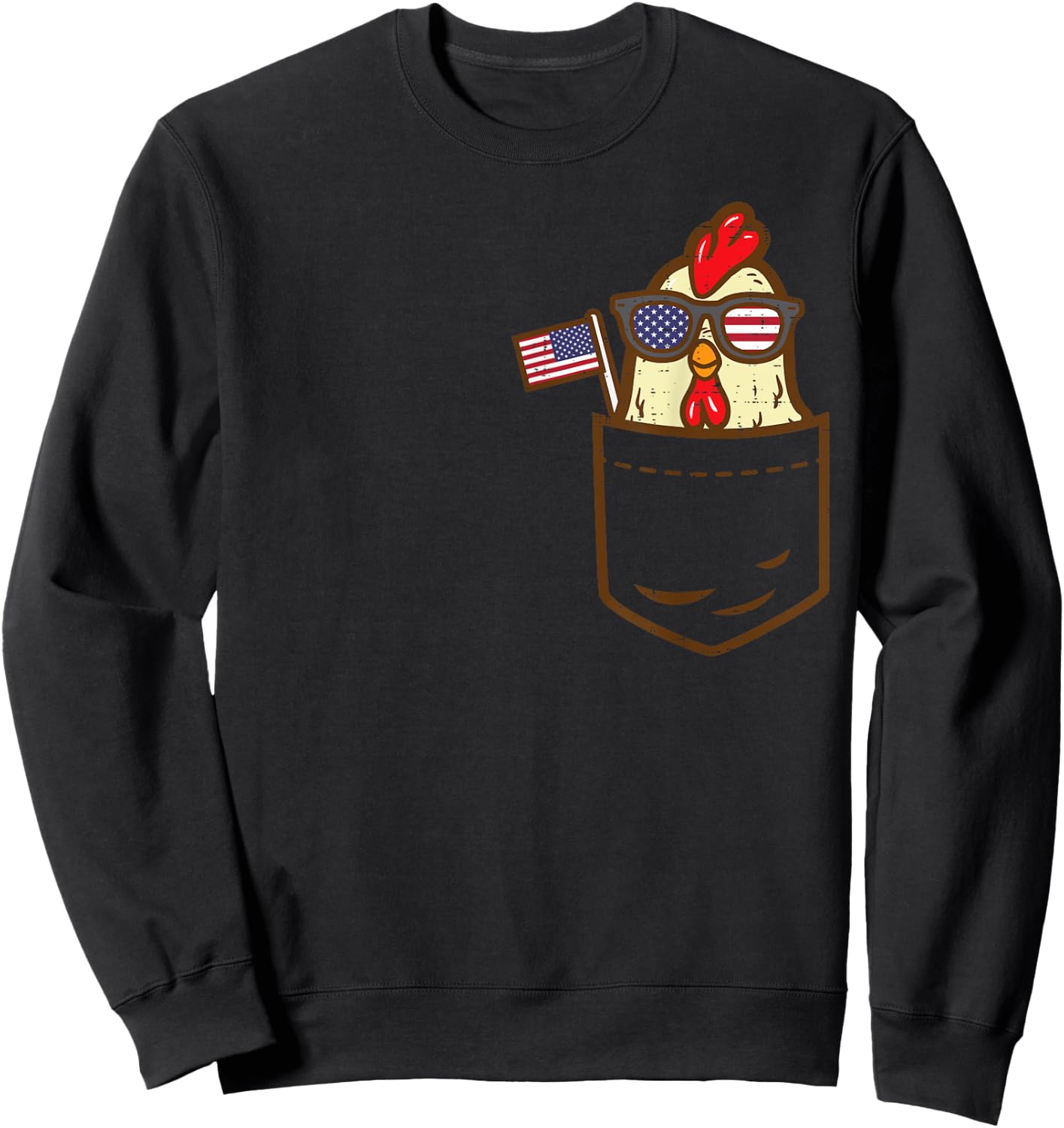 Chicken Pocket Farm American Flag USA 4th Of July Animal Sweatshirt - Sweatshirt | Black