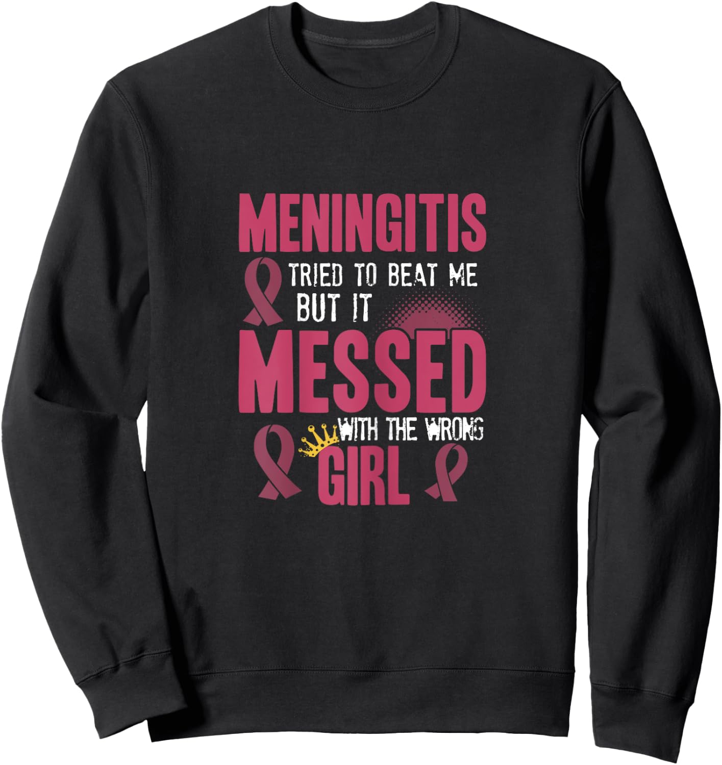 Meningitis Awareness survivor Girl Burgundy Ribbon Sweatshirt - Sweatshirt | Black