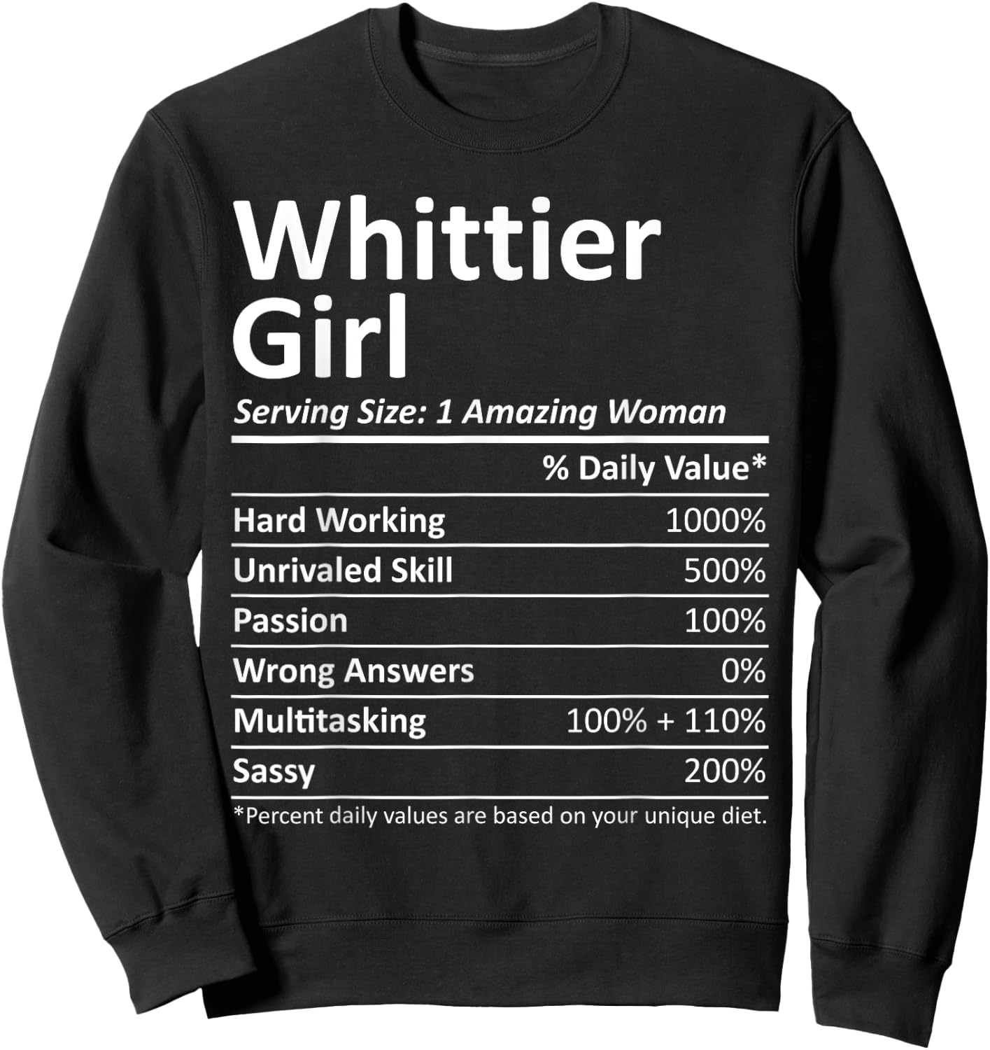 WHITTIER GIRL CA CALIFORNIA Funny City Home Roots USA Gift Sweatshirt - Sweatshirt | Black