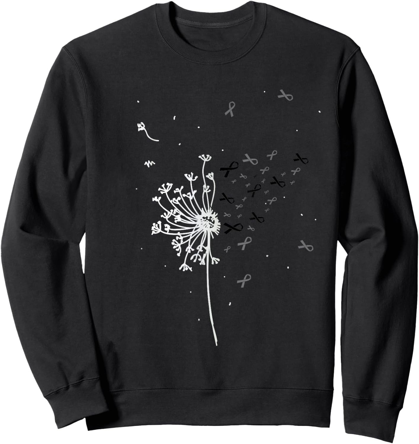 Dandelion Black Ribbon Skin Cancer Melanoma Awareness Gifts Sweatshirt - Sweatshirt | Black