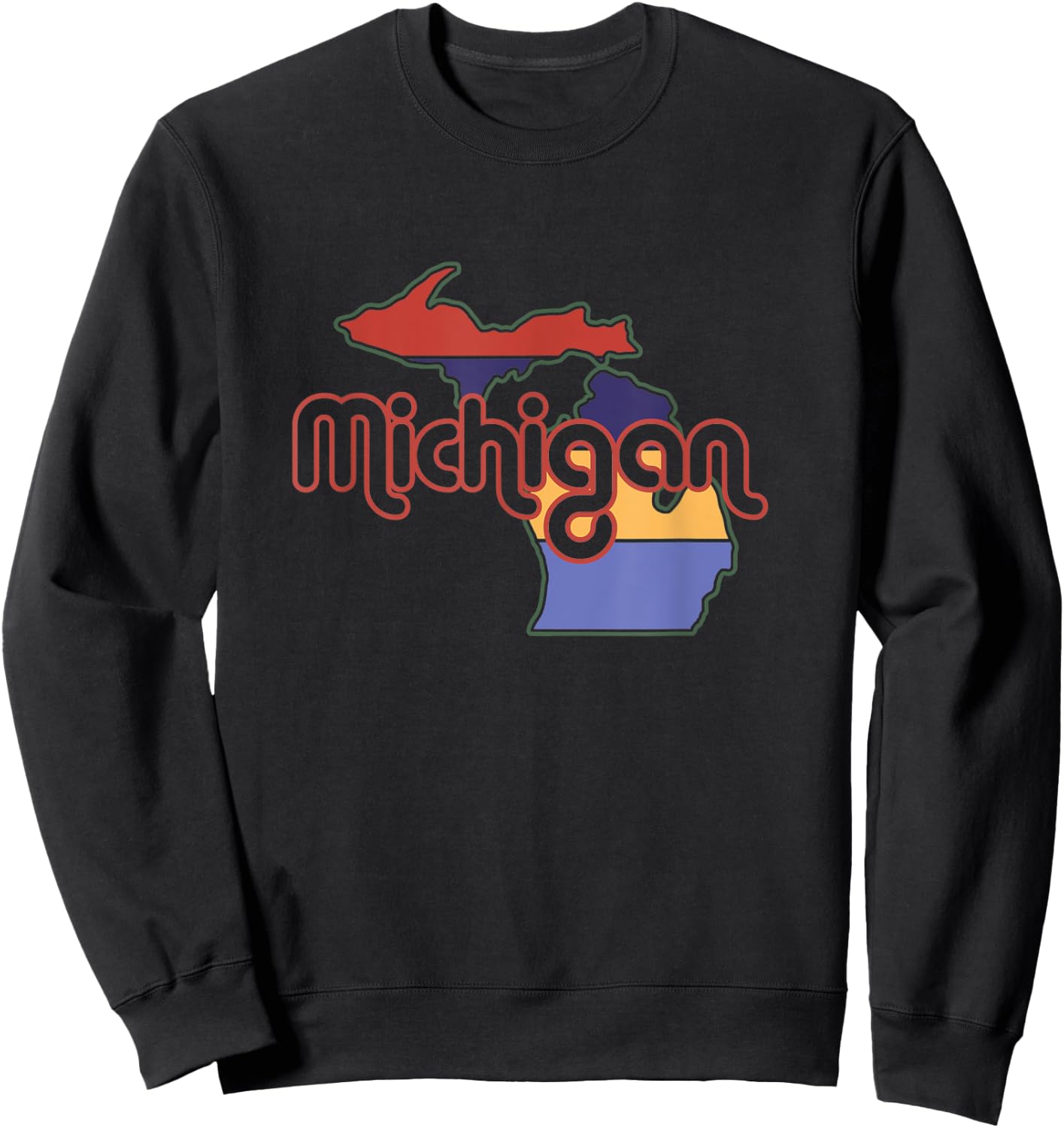 70s Retro Style Upper Peninsula Great Lake State Michigan Sweatshirt - Sweatshirt | Black