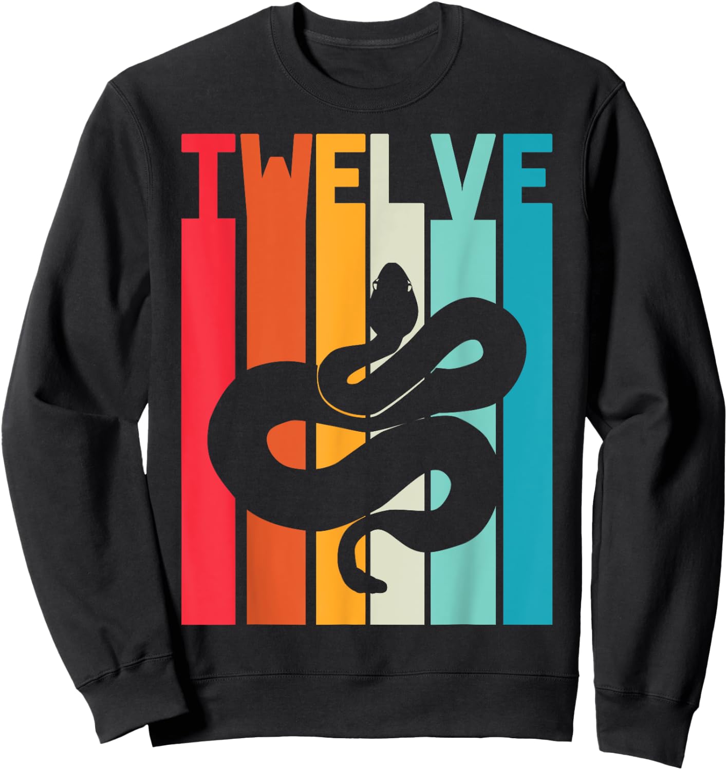 12th Birthday Vintage Snake Lover Pet Reptile 12 Years Old Sweatshirt - Sweatshirt | Black