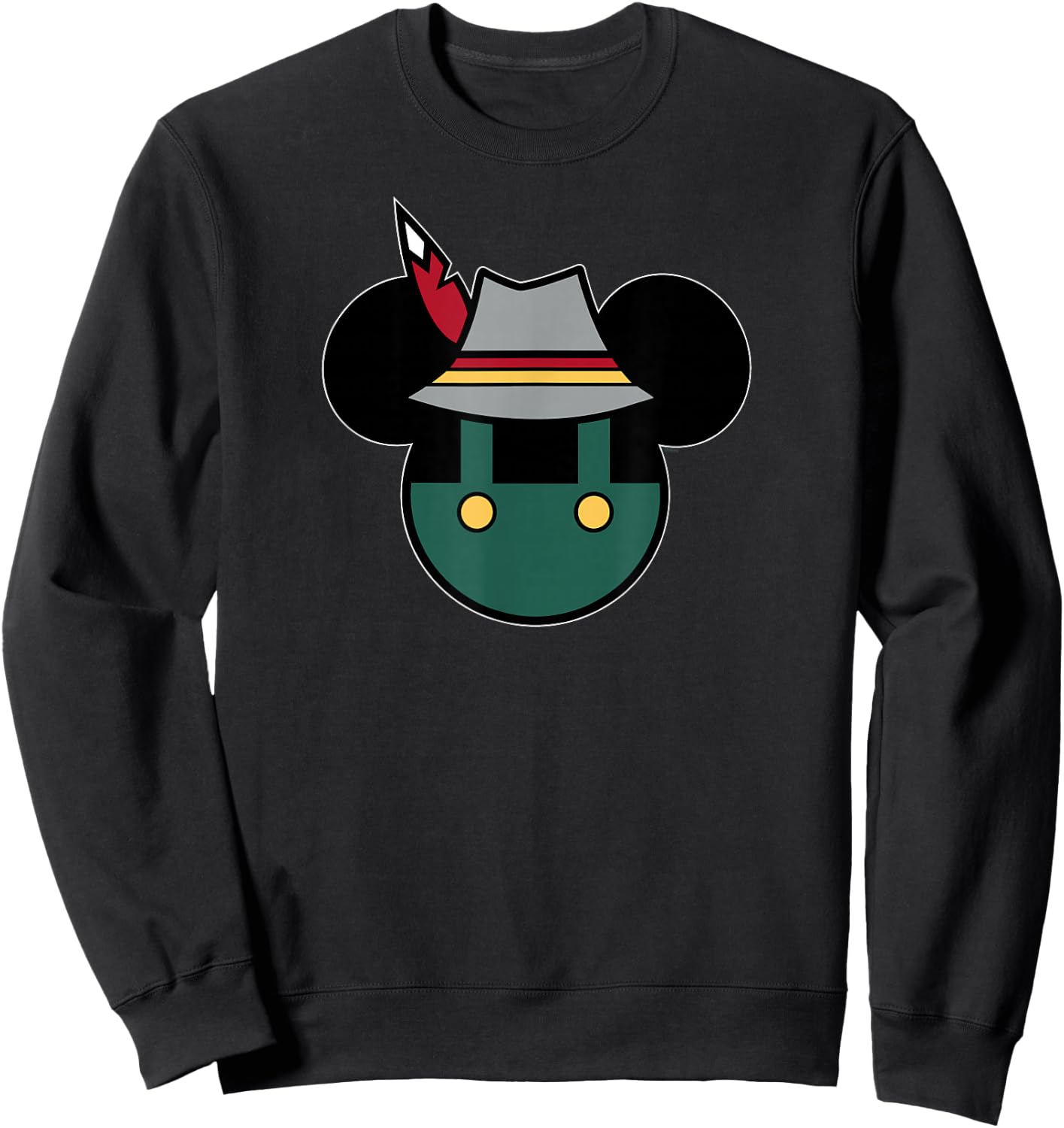 Disney Mickey Mouse Logo Oktoberfest German Hat & Lederhosen Sweatshirt - Sweatshirt | Black