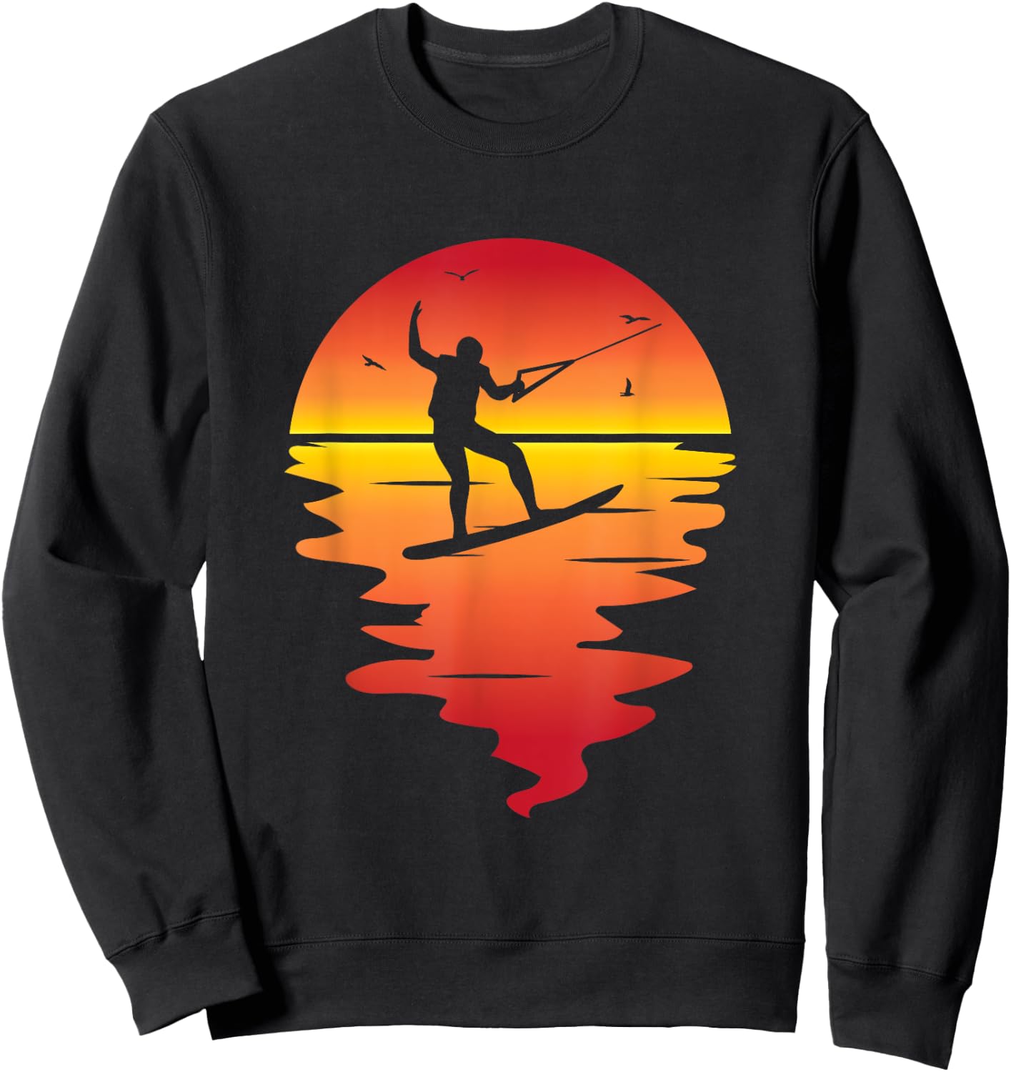 Cool Sunset Wakeboarding Graphic For Wakeboard Lovers Sweatshirt - Sweatshirt | Black