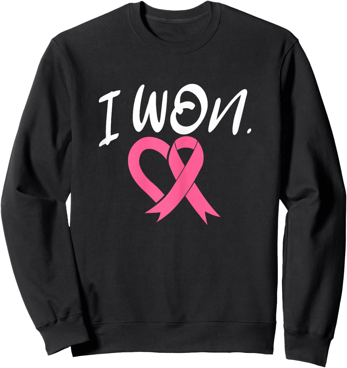 I Won Breast Cancer Awareness Support Pink Ribbon Survivor Sweatshirt - Sweatshirt | Black