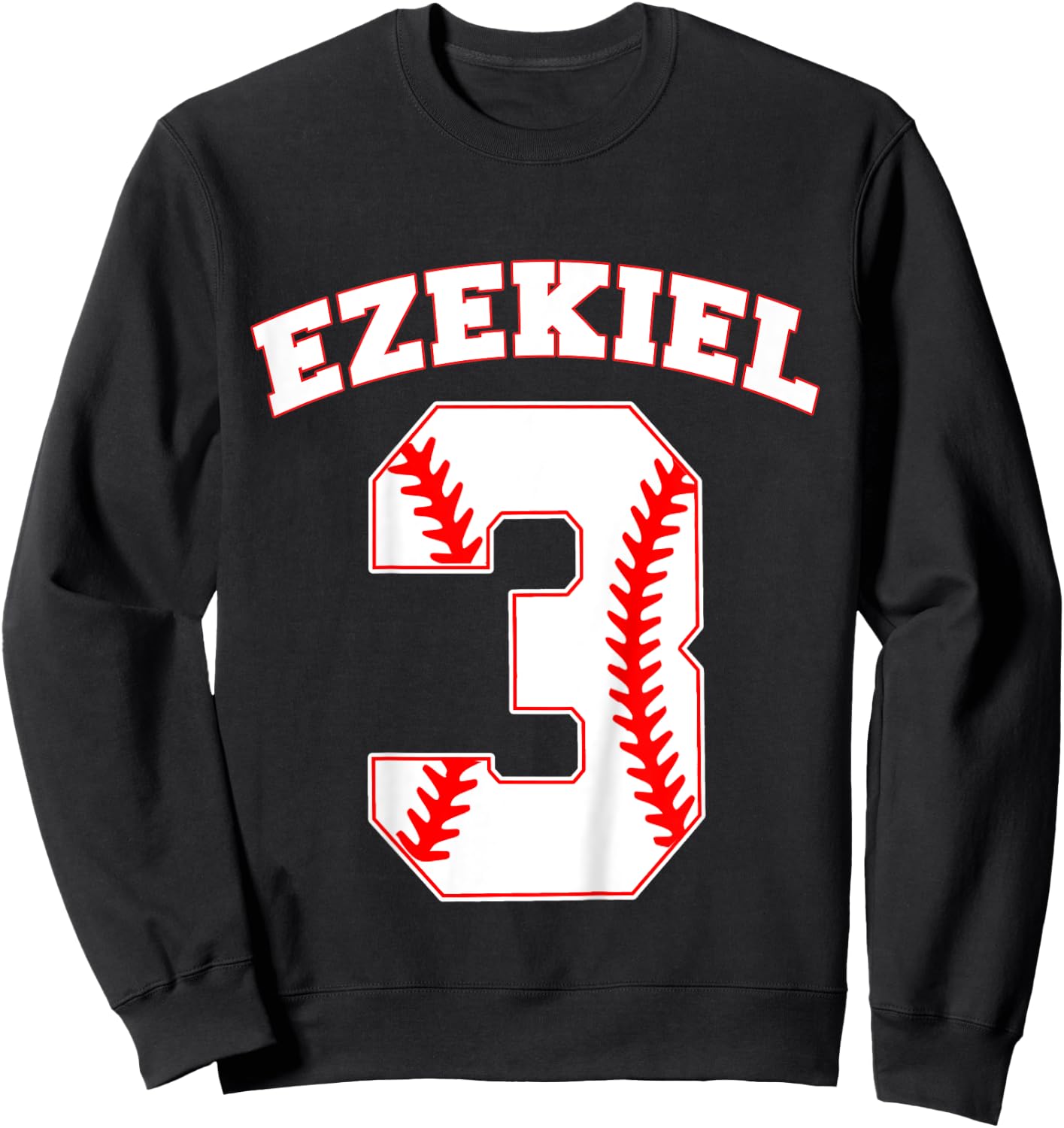 Kids Ezekiel Baseball Name Three Years 3rd Birthday Number Boys Sweatshirt - Sweatshirt | Black