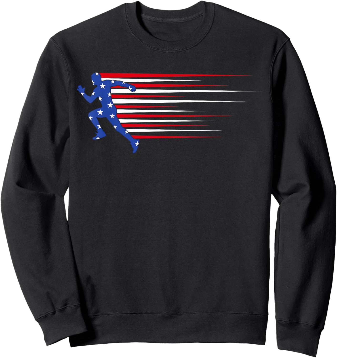 American Flag Track And Field 4th of July Running Athlete Sweatshirt - Sweatshirt | Black