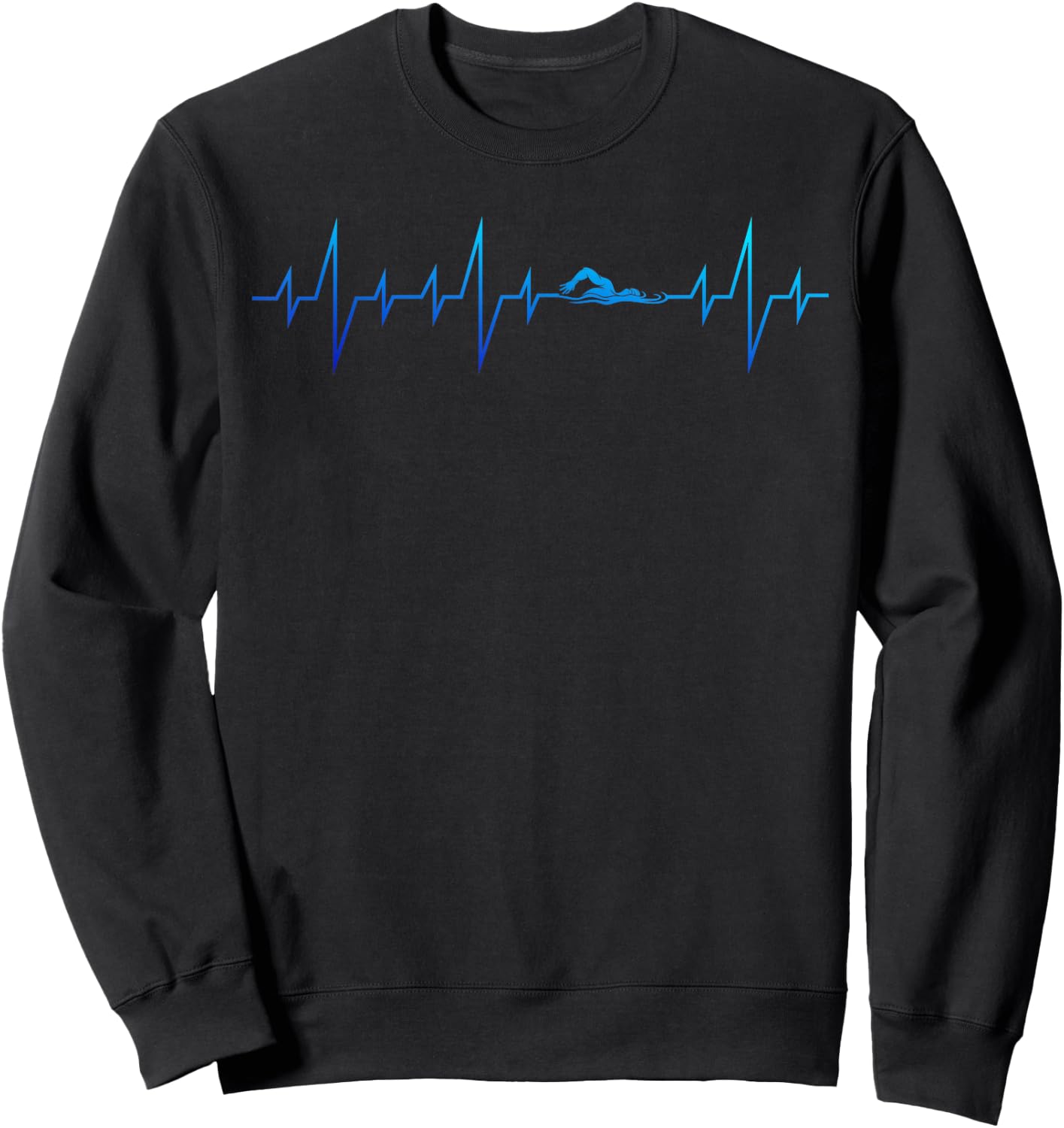 Sports Swimming Club Hobby Swimmer Heartbeat Swimming Sweatshirt - Sweatshirt | Black
