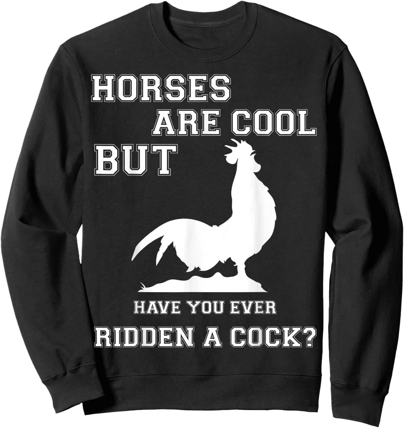 Horses are cool but have you ever ridden a Cock? Men Funny Sweatshirt - Sweatshirt | Black