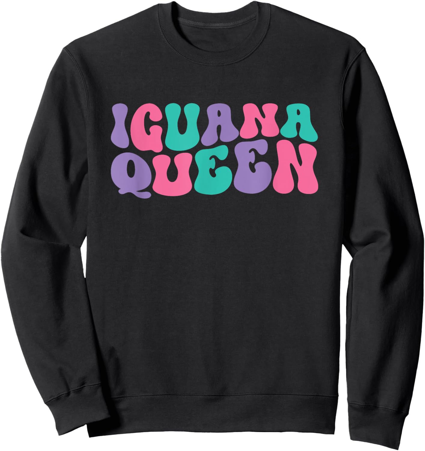 Iguana Queen Iguanas Retro Vintage Wavy Groovy Sweatshirt - Sweatshirt | Black