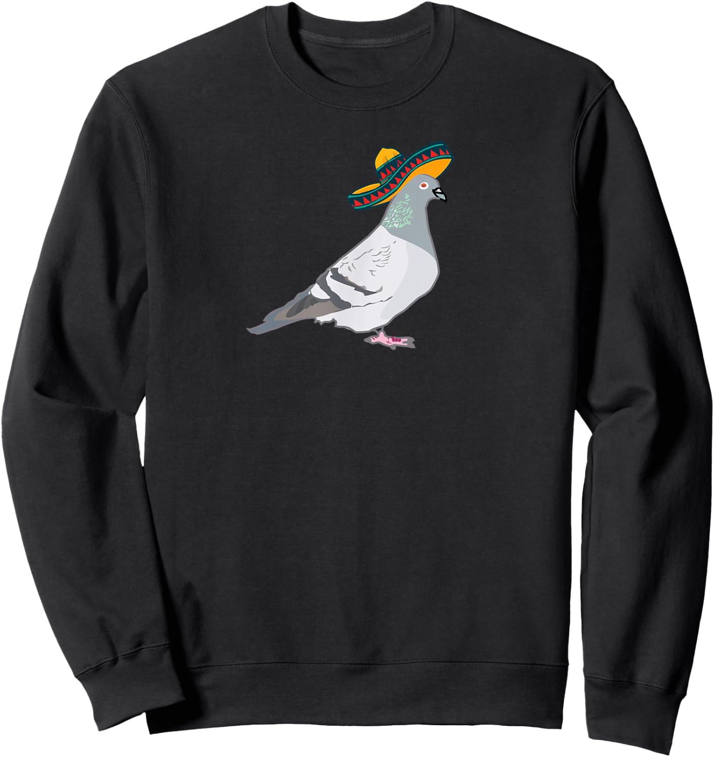 Funny pigeon pigeons with sombrero hat fun Sweatshirt - Sweatshirt | Black