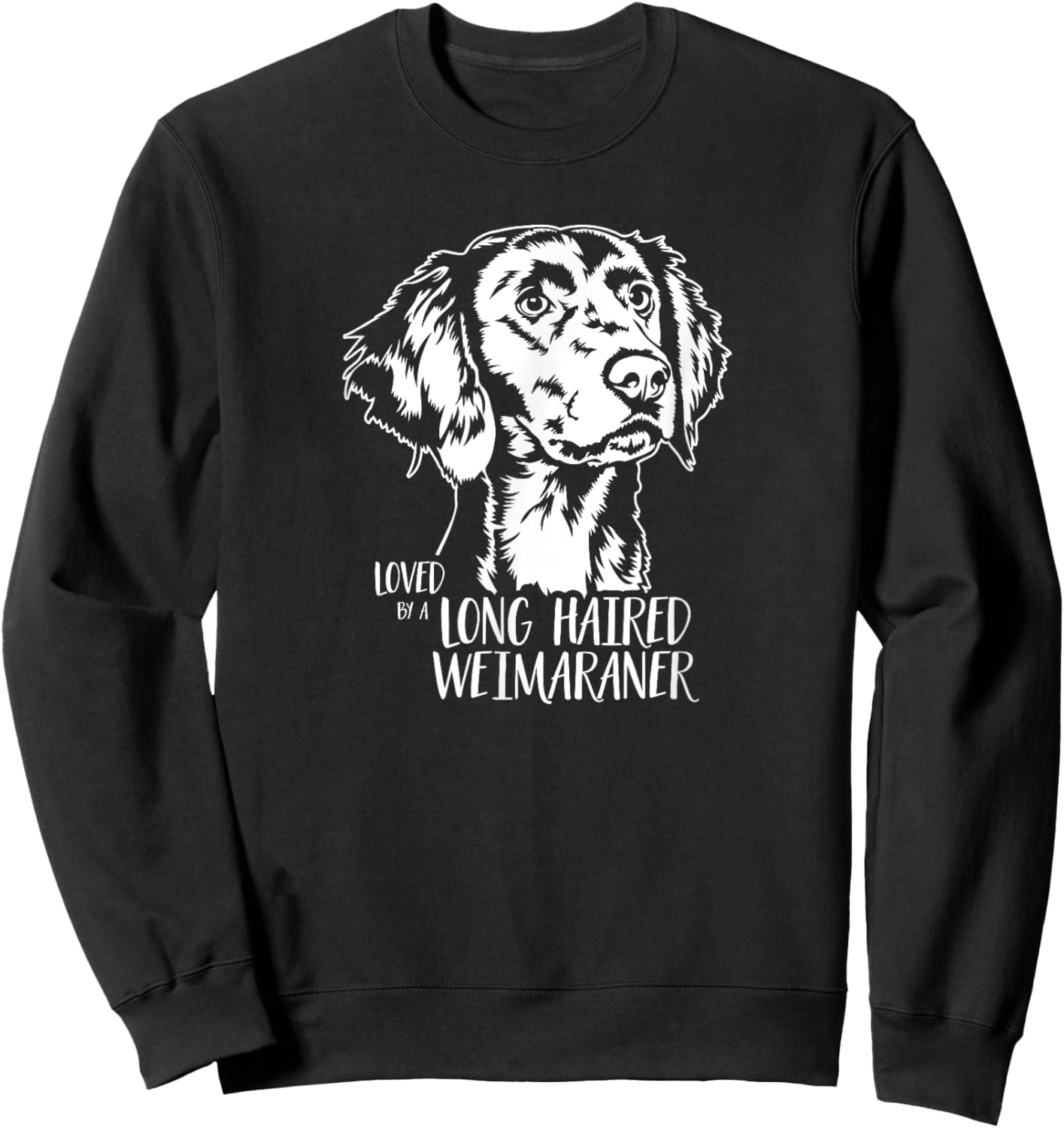 Loved by a Long Haired Weimaraner saying dog mom Weimaraner Women Sweatshirt - Sweatshirt | Black